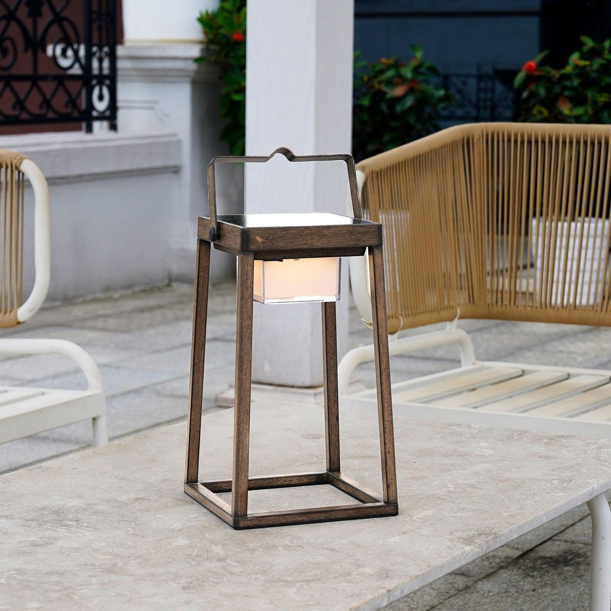 Lumisky Lanterne design sans fil LED VERONA Marron Aluminium H30cm