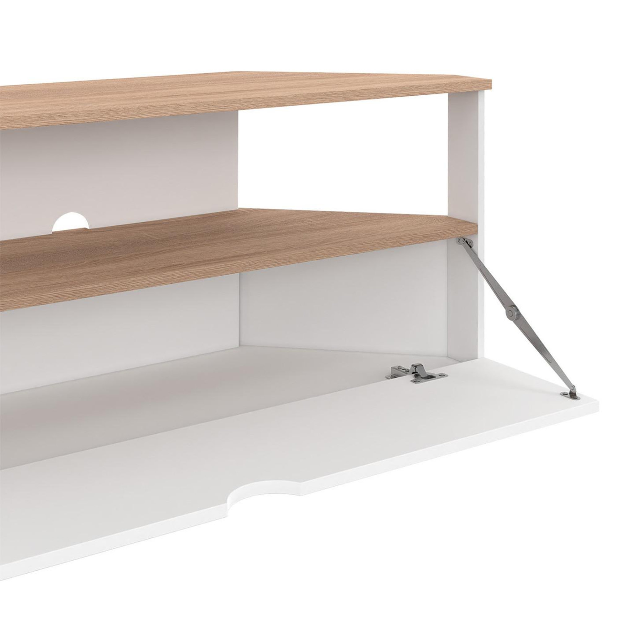 Voir la diapositive 6 : ID MARKET Meuble tv 100 cm d'angle eli bois façon hêtre et blanc