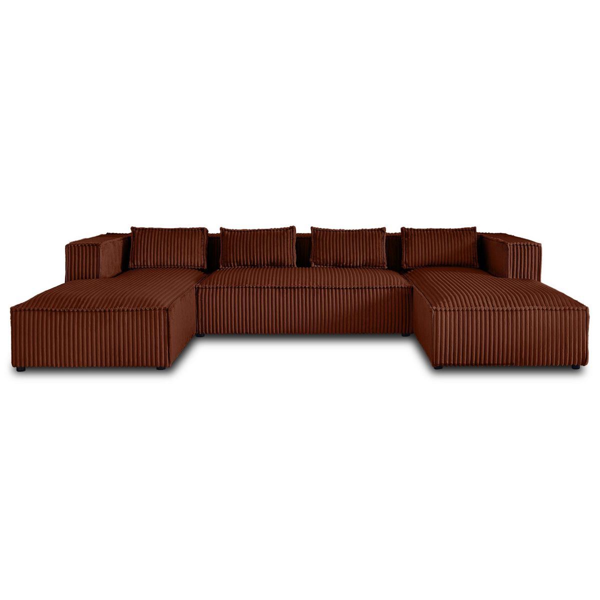 LISA DESIGN Stella - canapé panoramique en u - 7 places - en velours côtelé grosses côtes