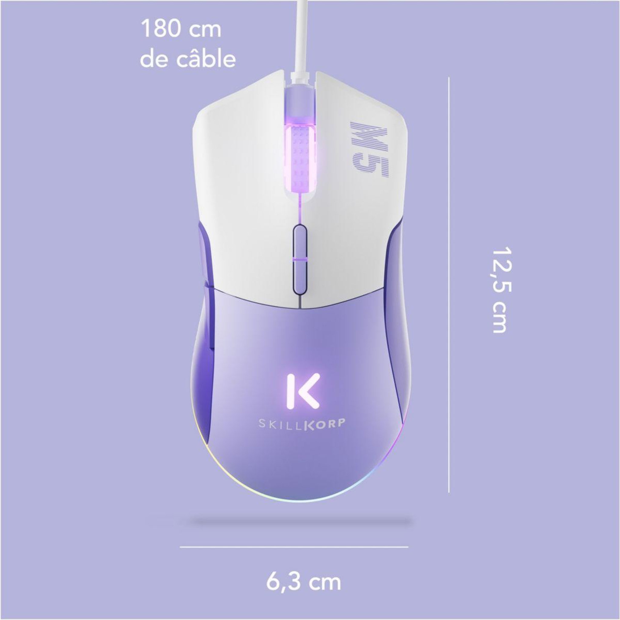 Voir la diapositive 5 : SKILLKORP Souris Gamer Filaire M5 ECO PURPLE Access