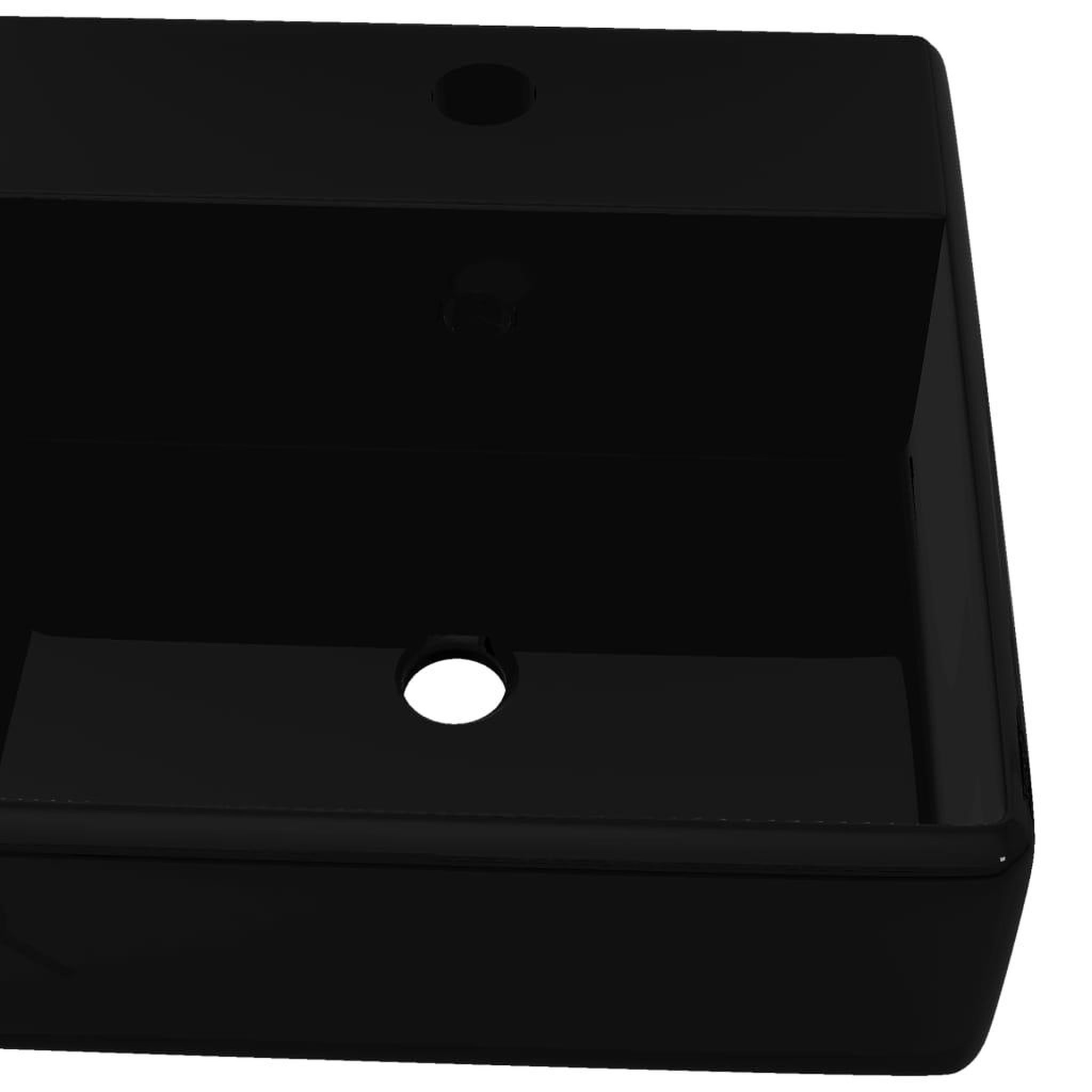 Voir la diapositive 4 : VIDAXL Robinet de lavabo salle de bain ceramique/trou trop-plein carre noir