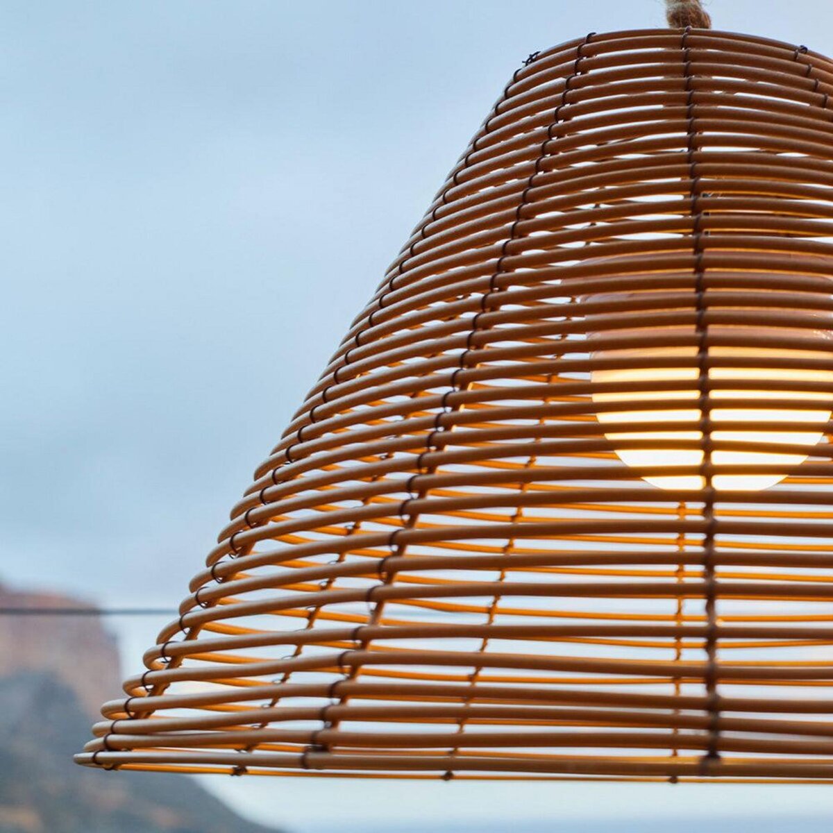 Lumisky Suspension nomade FUJY Bois Poly rotin D40CM