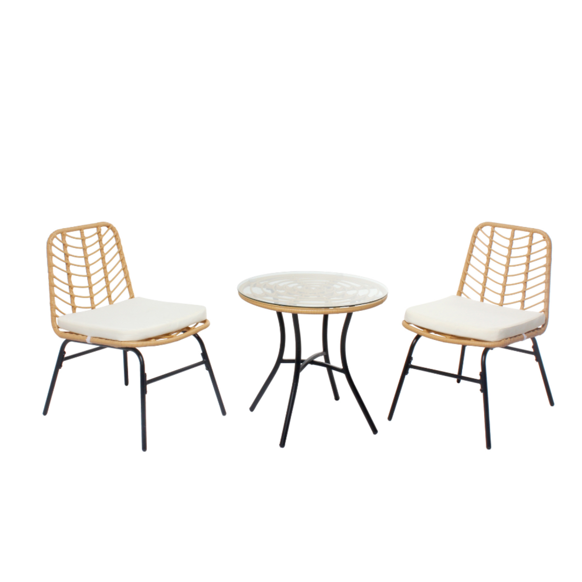 CONCEPT USINE Salon de jardin 2 places effet rotin TOLEDE