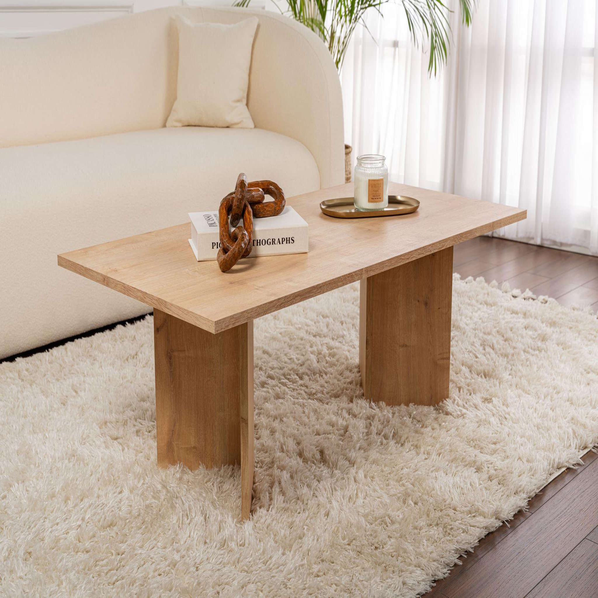 Voir la diapositive 2 : Habitat et Jardin Table basse en bois  sabin  - 60 x 119 x 40 cm - chêne saphir