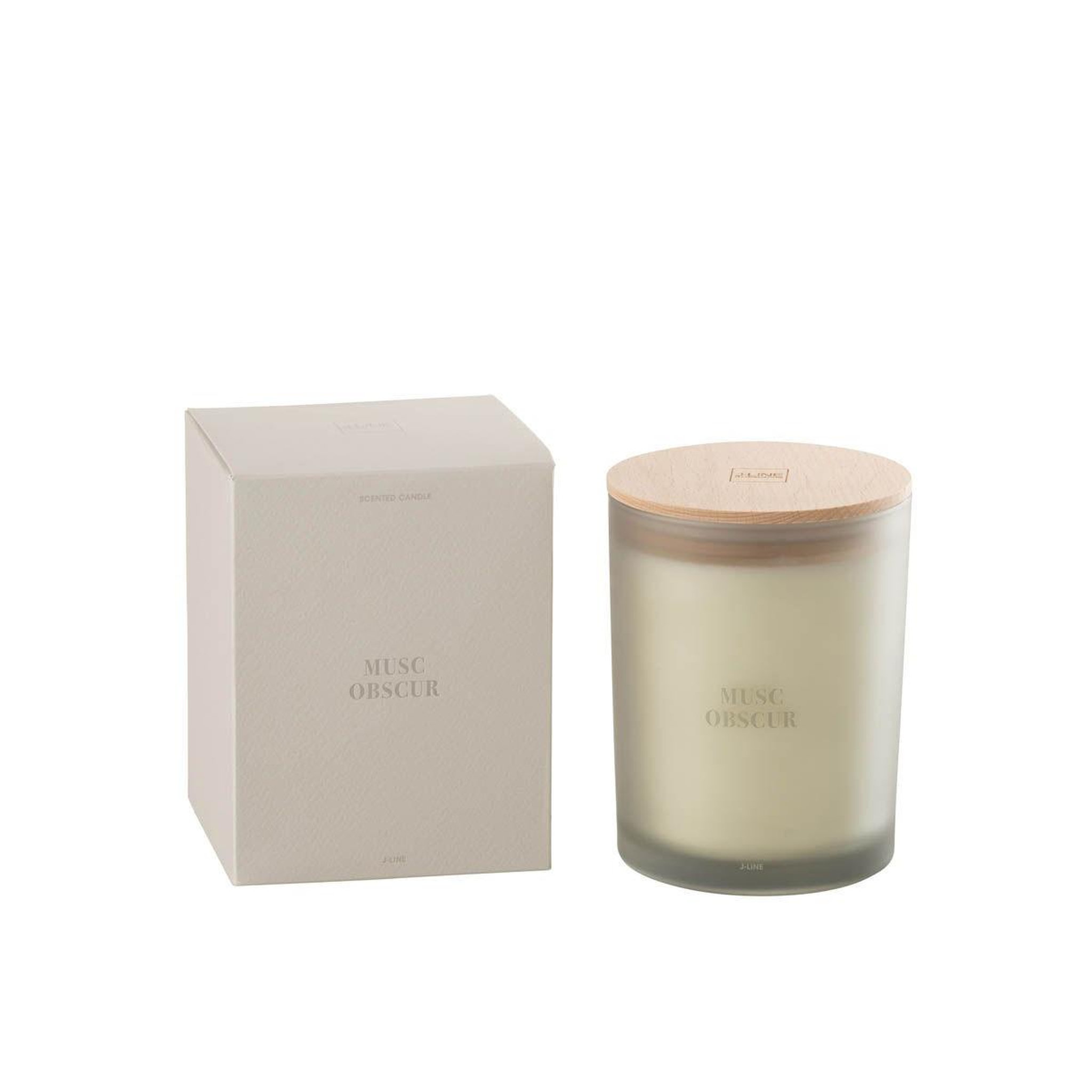 Voir la diapositive 2 : J-LINE Bougie parfumée  accords essentiels  14cm musc obscur