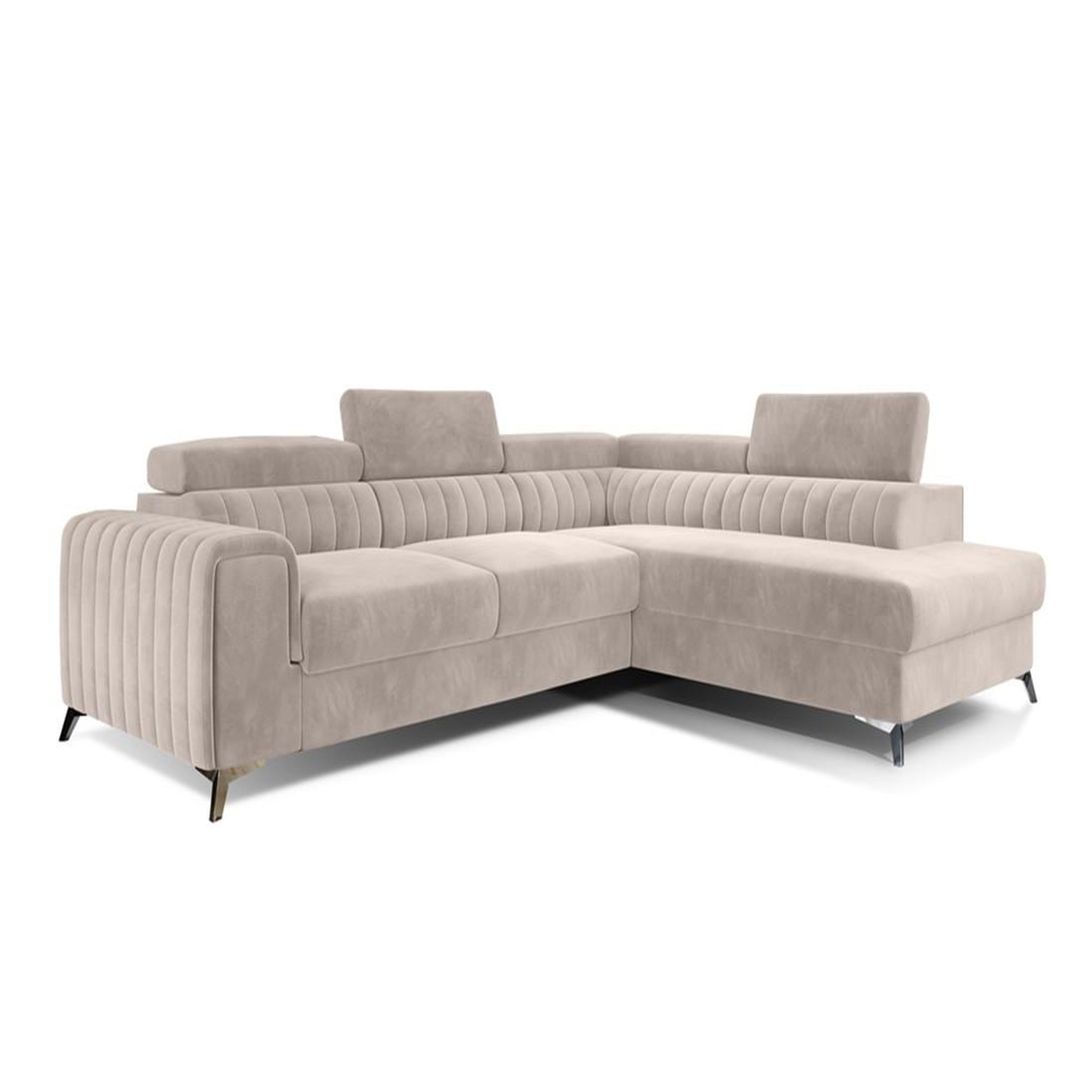 Voir la diapositive 4 : BEST MOBILIER Talisay - canapé d'angle droit - 5 places - convertible avec coffre - en velours