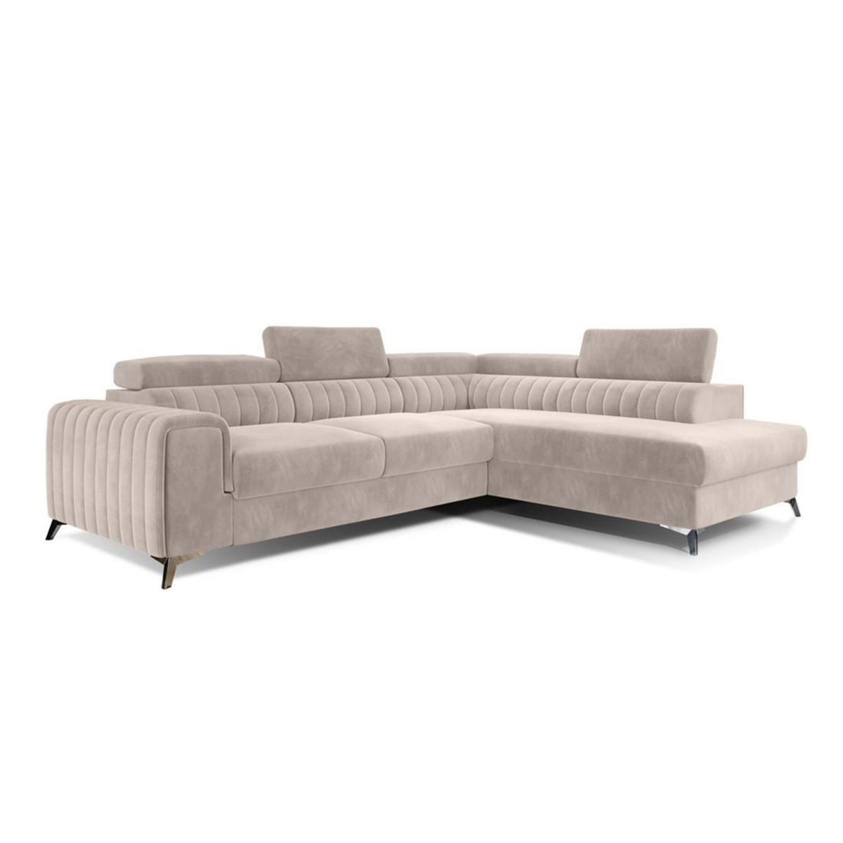 BEST MOBILIER Talisay - canapé d'angle droit - 5 places - convertible avec coffre - en velours