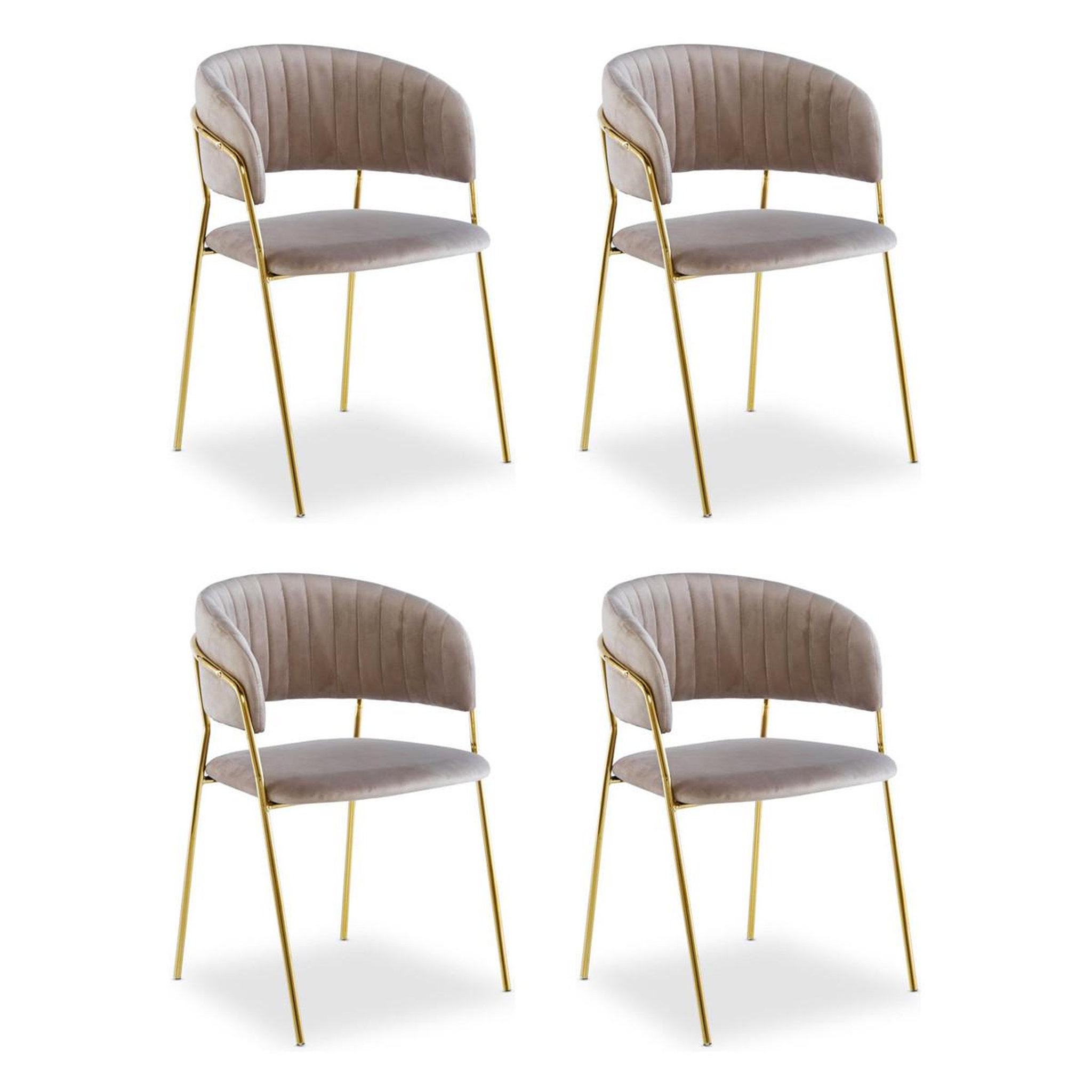 Paris Prix Lot de 4 chaises en velours  batora  79cm taupe