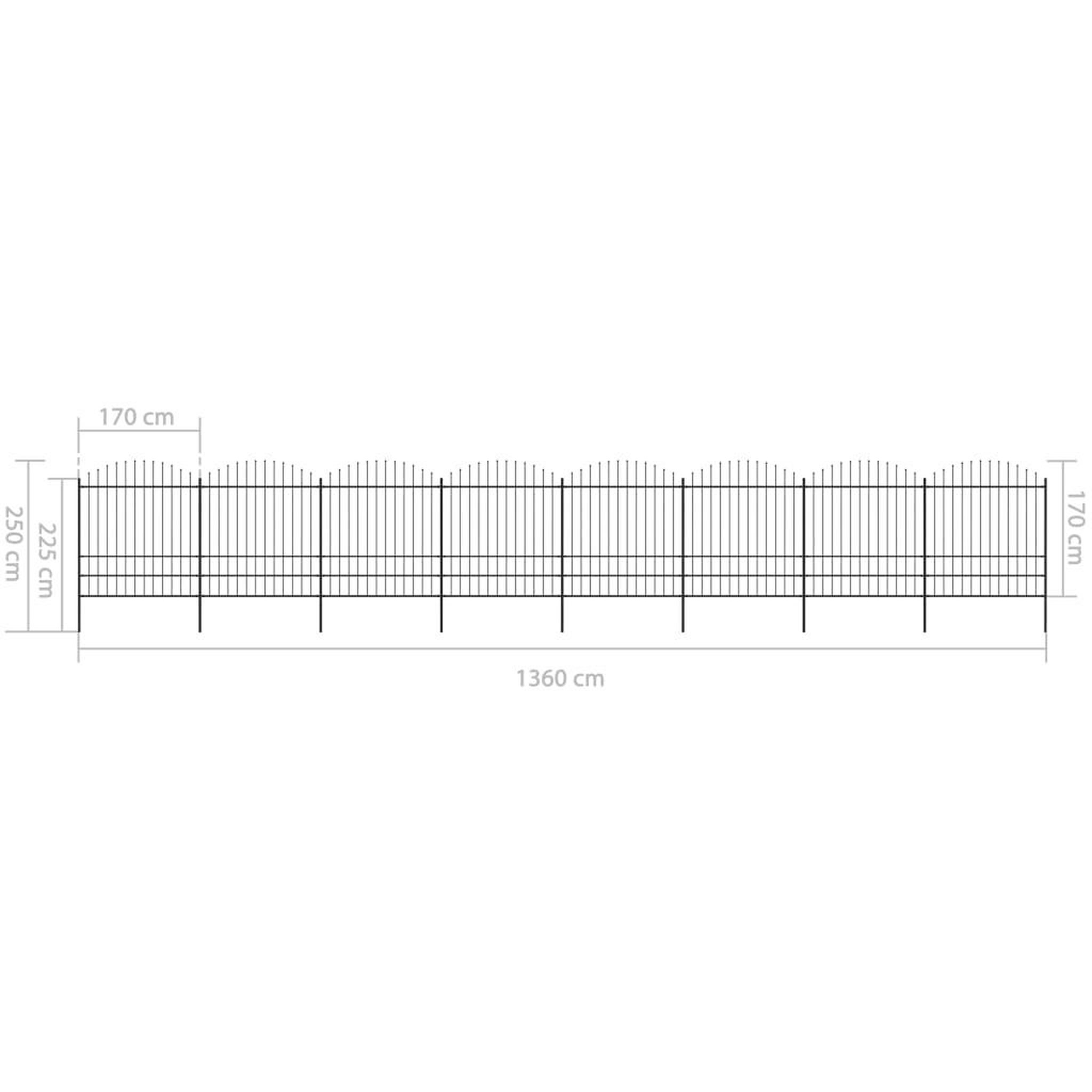 Voir la diapositive 5 : VIDAXL Cloture de jardin a dessus en lance Acier (1,75-2)x13,6 m Noir