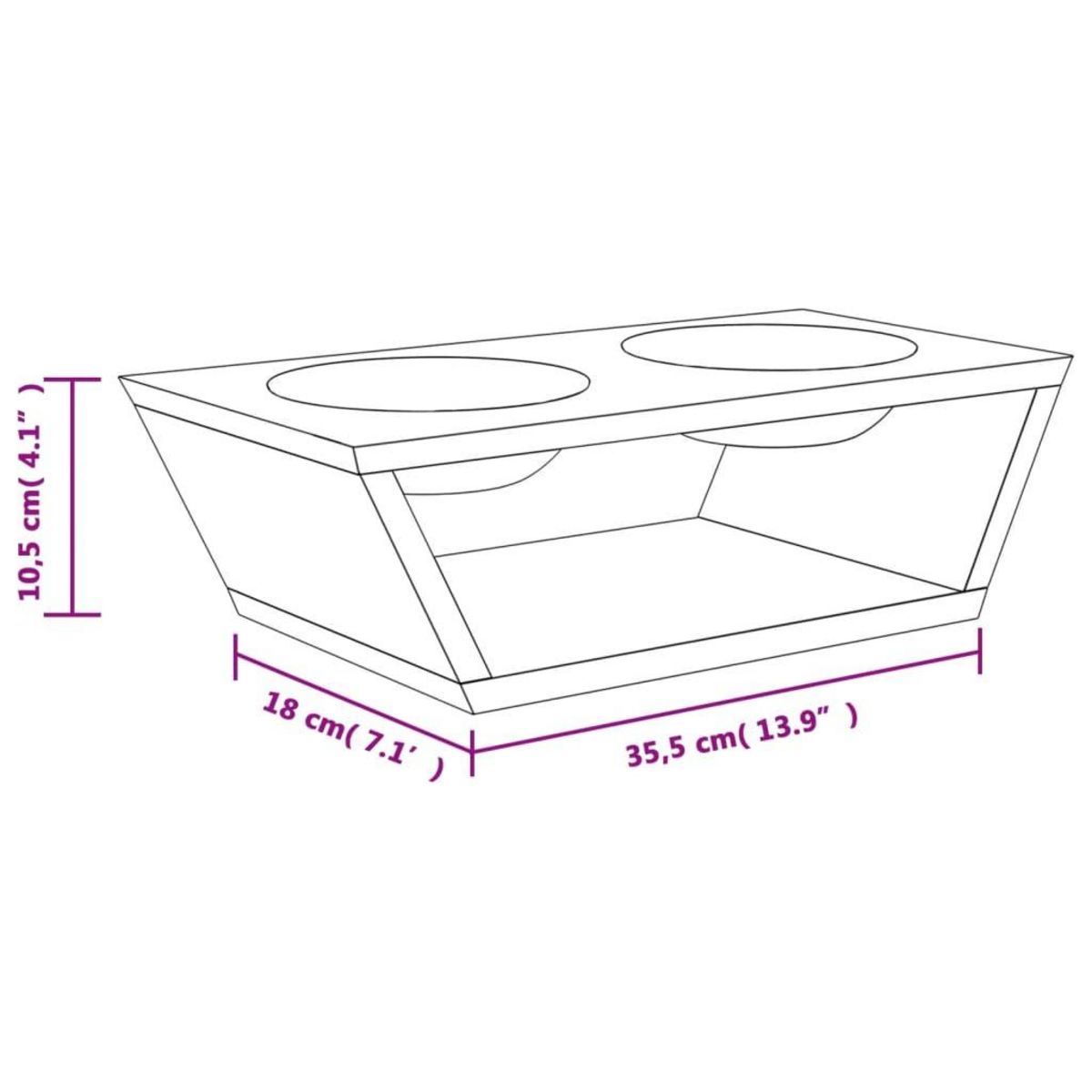 VIDAXL Bols sureleves pour chiens 35,5x18x10,5 cm bambou