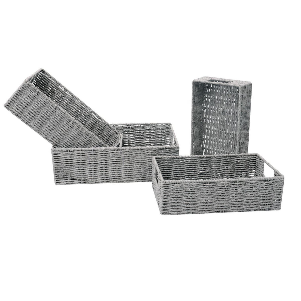 TOILINUX Lot de 4 paniers empilables en Métal et papier