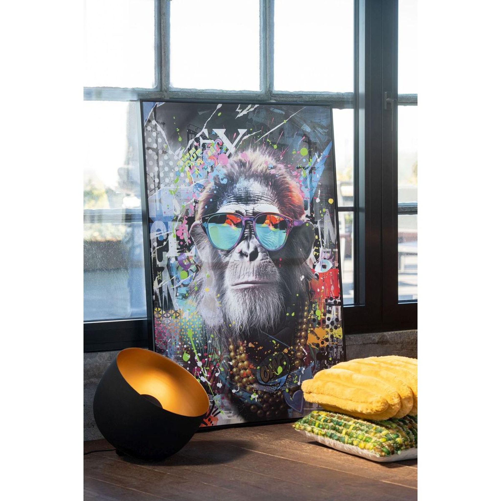 Voir la diapositive 4 : J-LINE Tableau déco  monkey  80x120cm multicolore