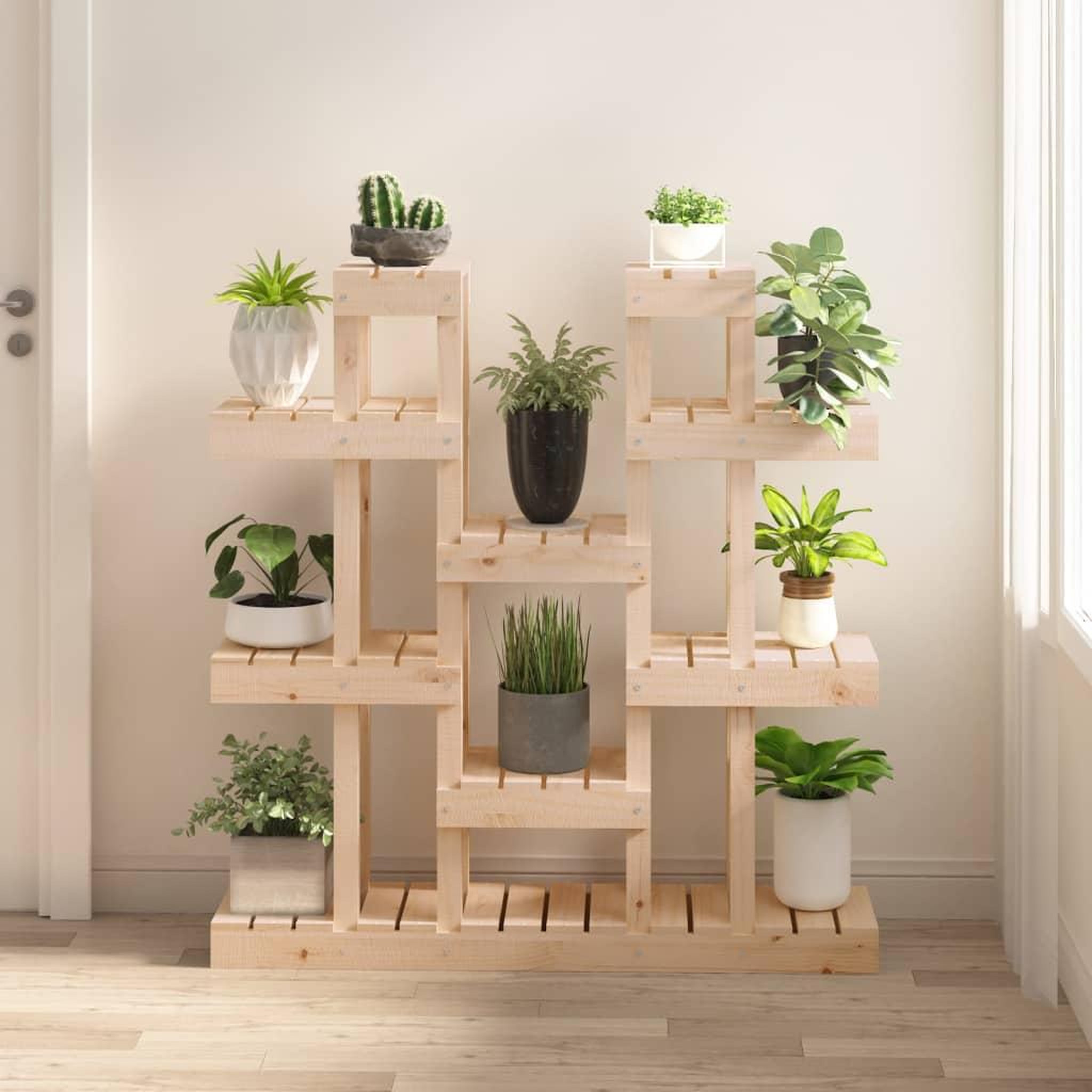 Voir la diapositive 1 : VIDAXL Support a plantes 104,5x25x109,5 cm Bois massif de pin
