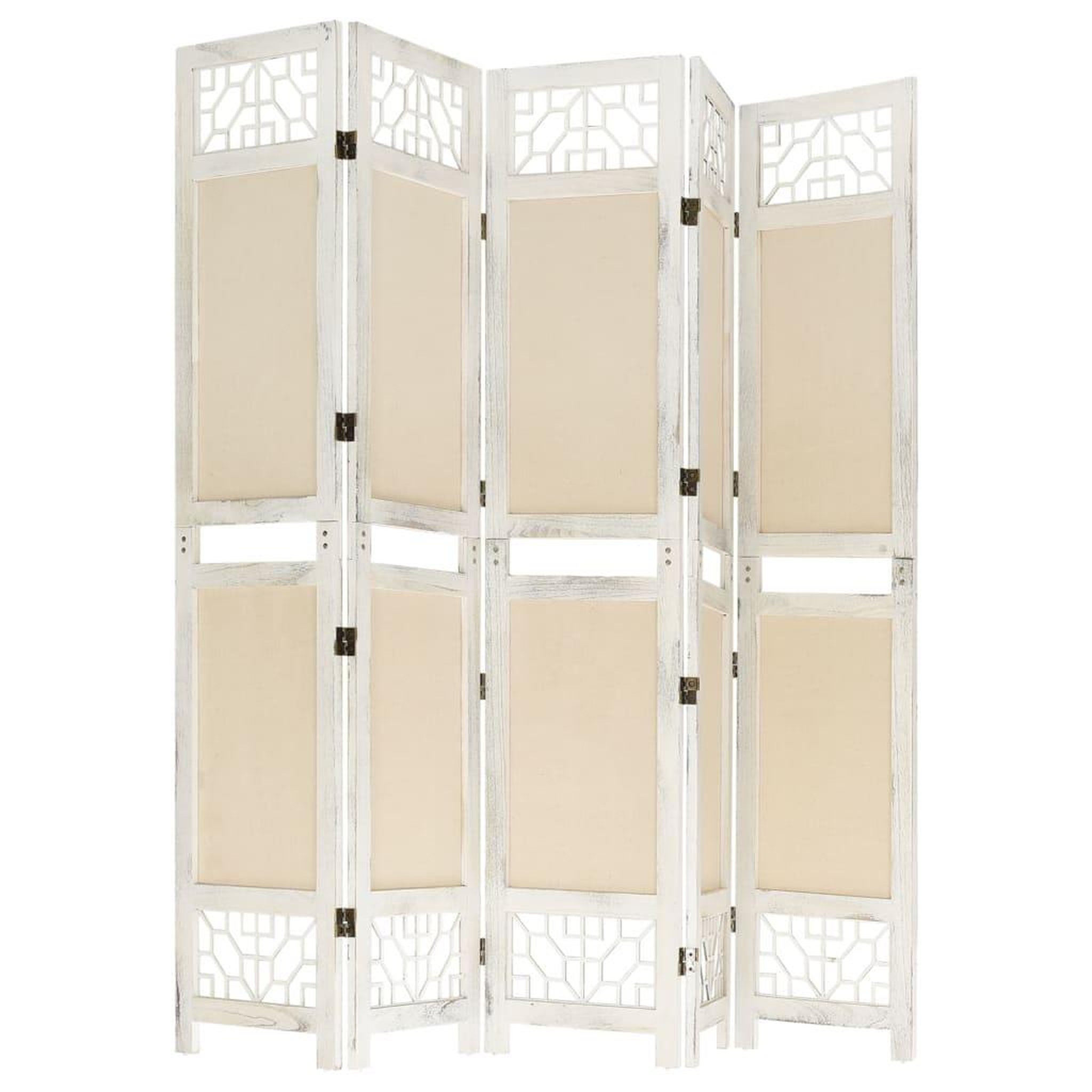 Voir la diapositive 4 : VIDAXL Cloison de separation 5 panneaux Creme 175x165 cm Tissu