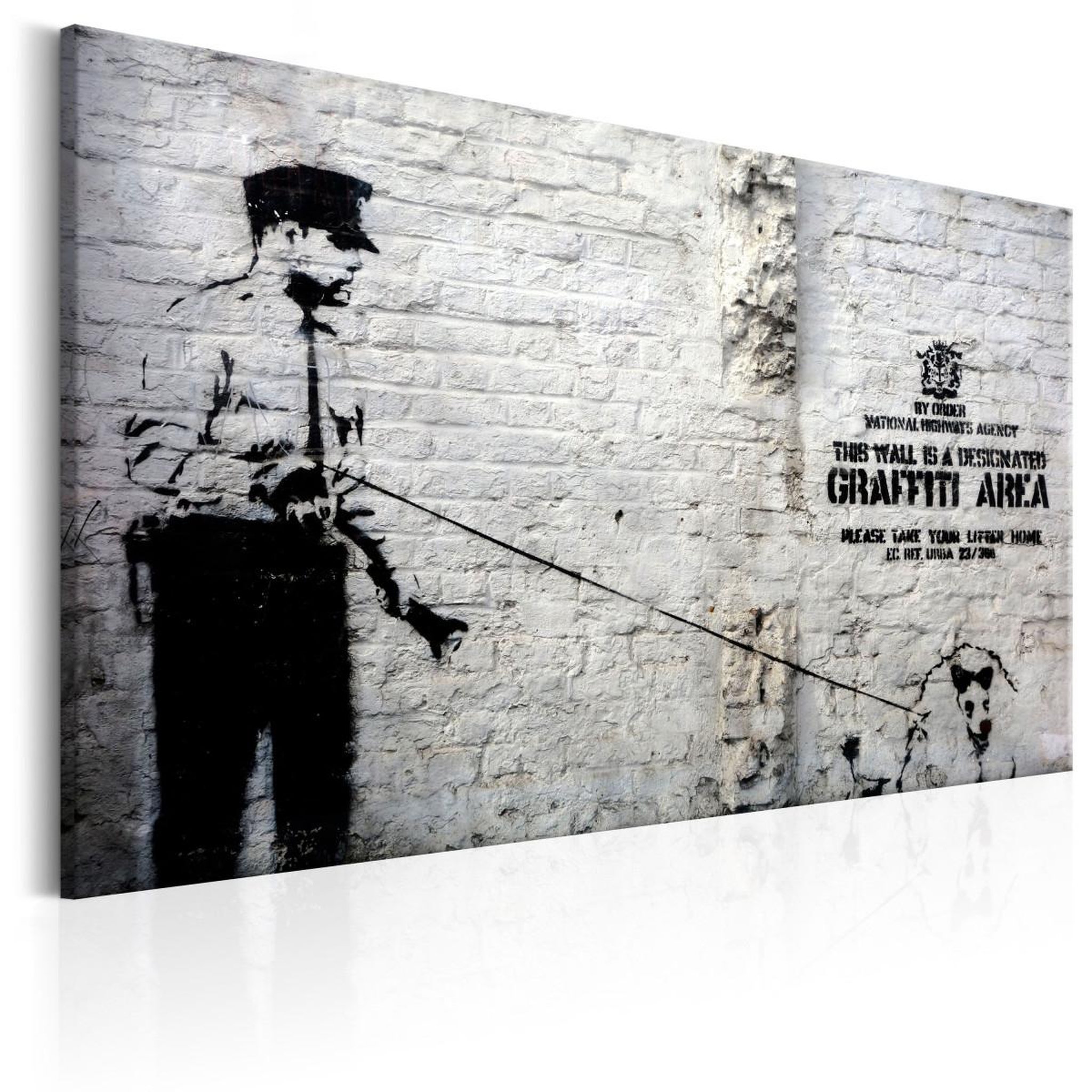 Paris Prix Tableau  graffiti area police & a dog - banksy. Coloris disponibles : Multicolore
