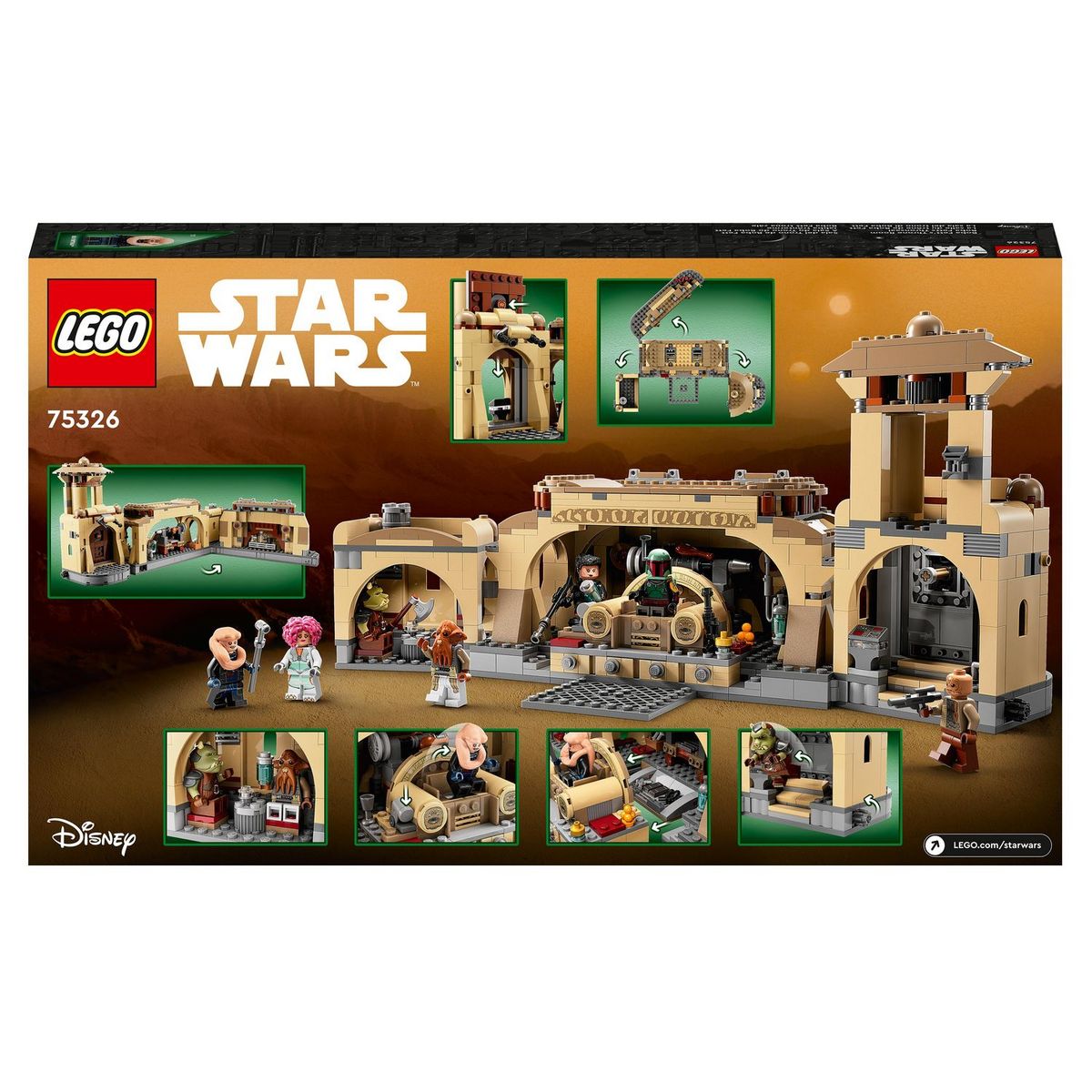 LEGO Star Wars 75326 - La Salle du Trône de Boba Fett, Jouet à Construire Pour les Enfants de 9 Ans et Plus, Avec le Palais de Jabba et 7 Minifigures