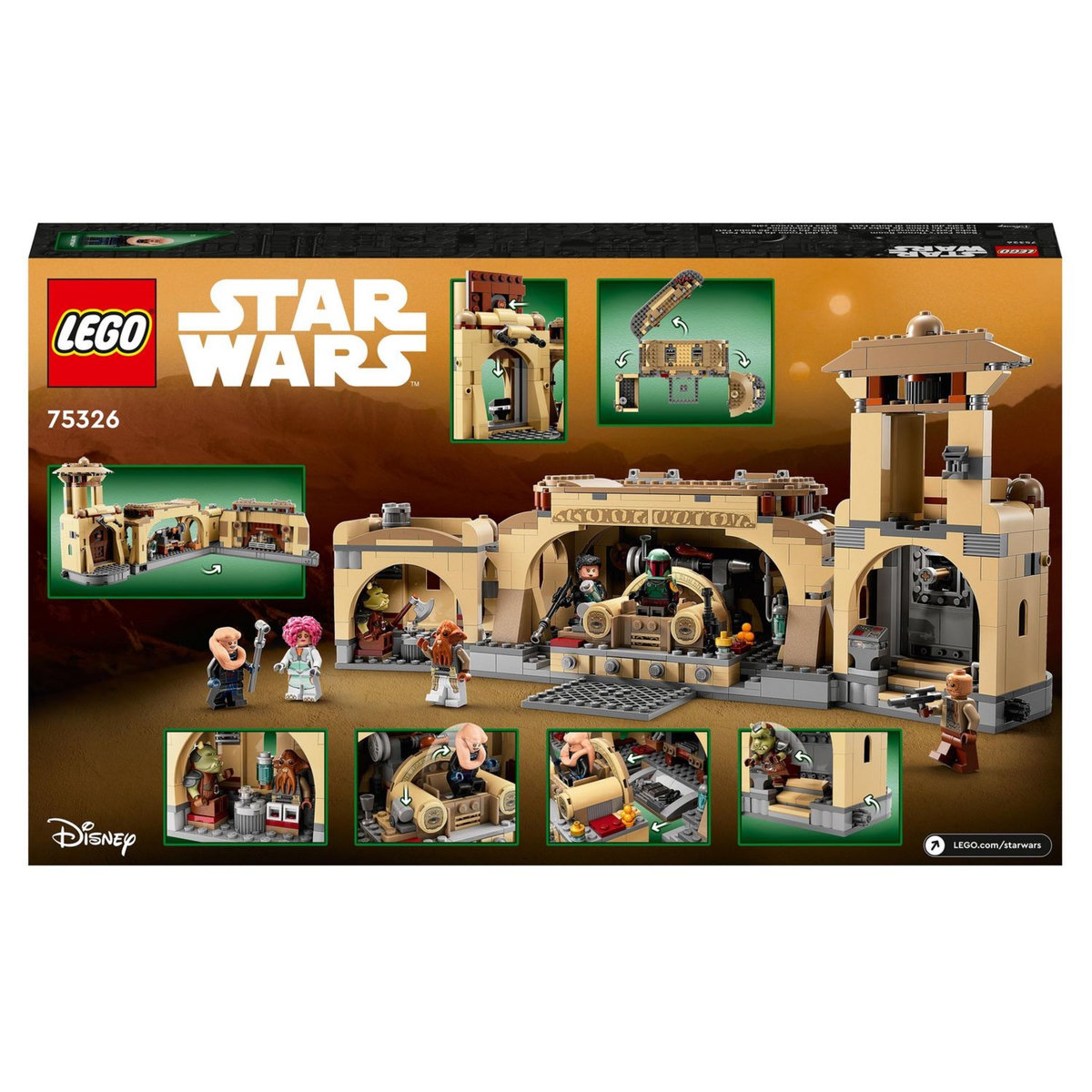 LEGO Star Wars 75326 - La Salle du Trône de Boba Fett, Jouet à Construire Pour les Enfants de 9 Ans et Plus, Avec le Palais de Jabba et 7 Minifigures