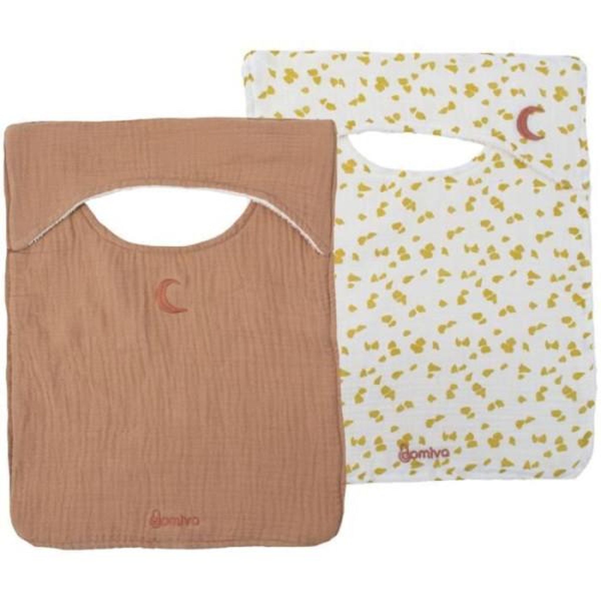 DOMIVA Lot de 2 bavoirs - domiva - savane - encolure américaine - coton doux et absorbant
