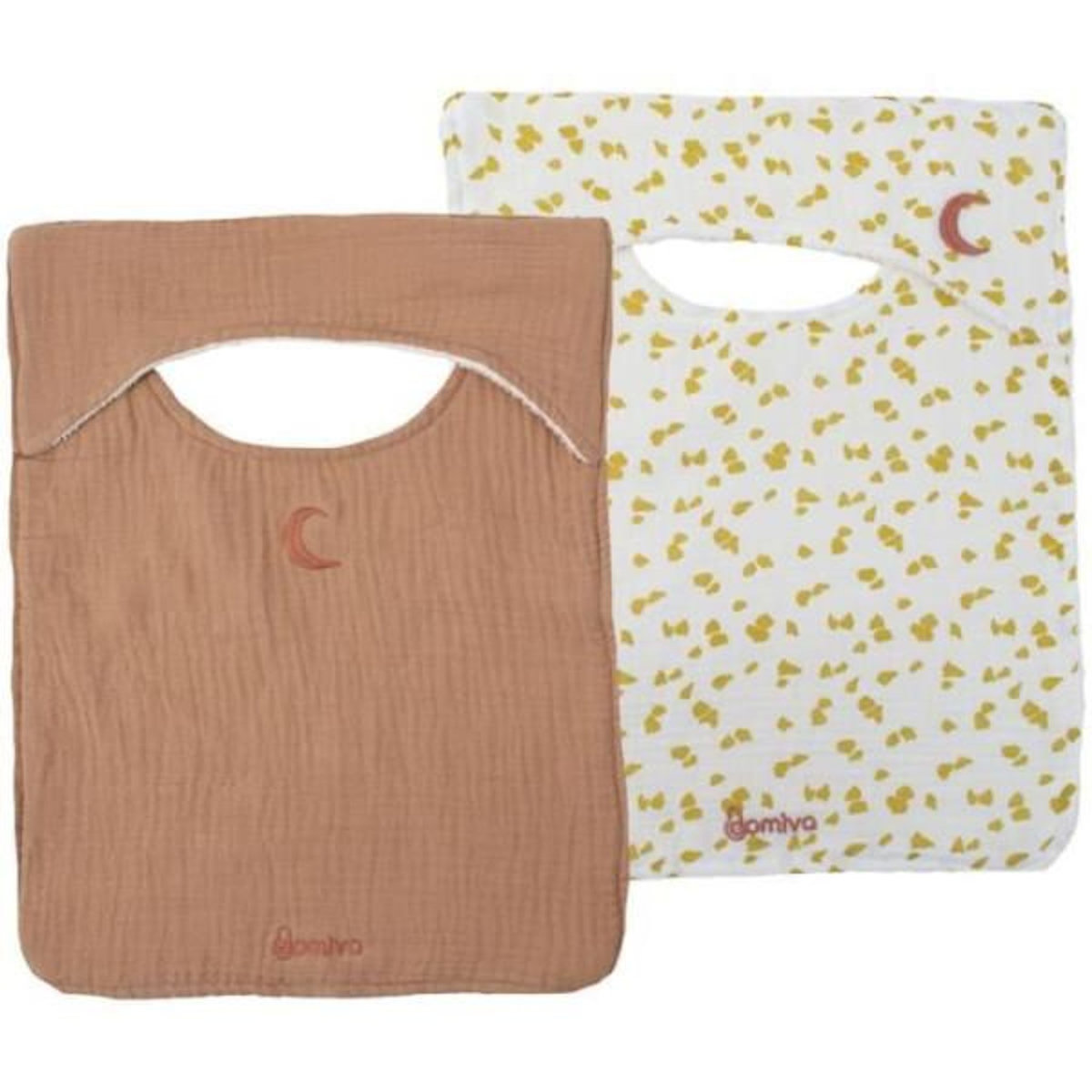 DOMIVA Lot de 2 bavoirs - DOMIVA - Savane - Encolure américaine - Coton doux et absorbant