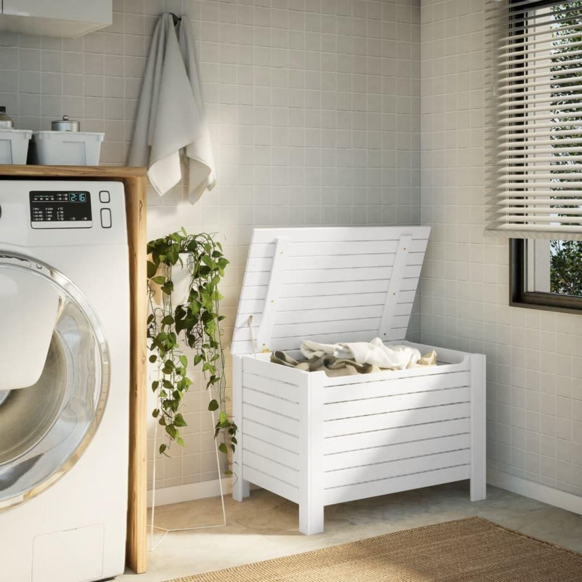 VIDAXL Boîte de rangement avec couvercle RANA blanc bois massif de pin