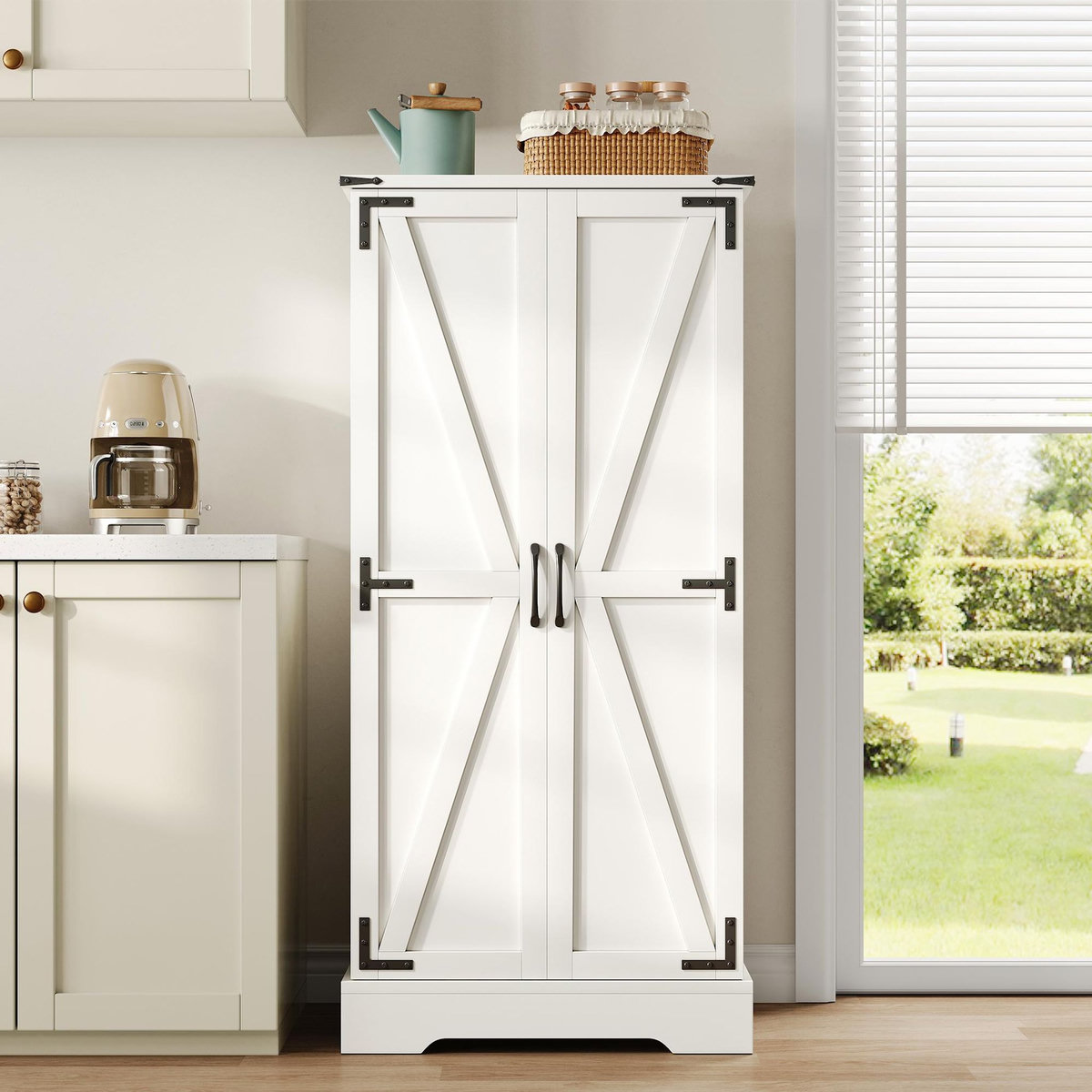 MERAX Buffet de cuisine 2 porte(s) 0 tiroir(s) - 60 cm blanc led mdf