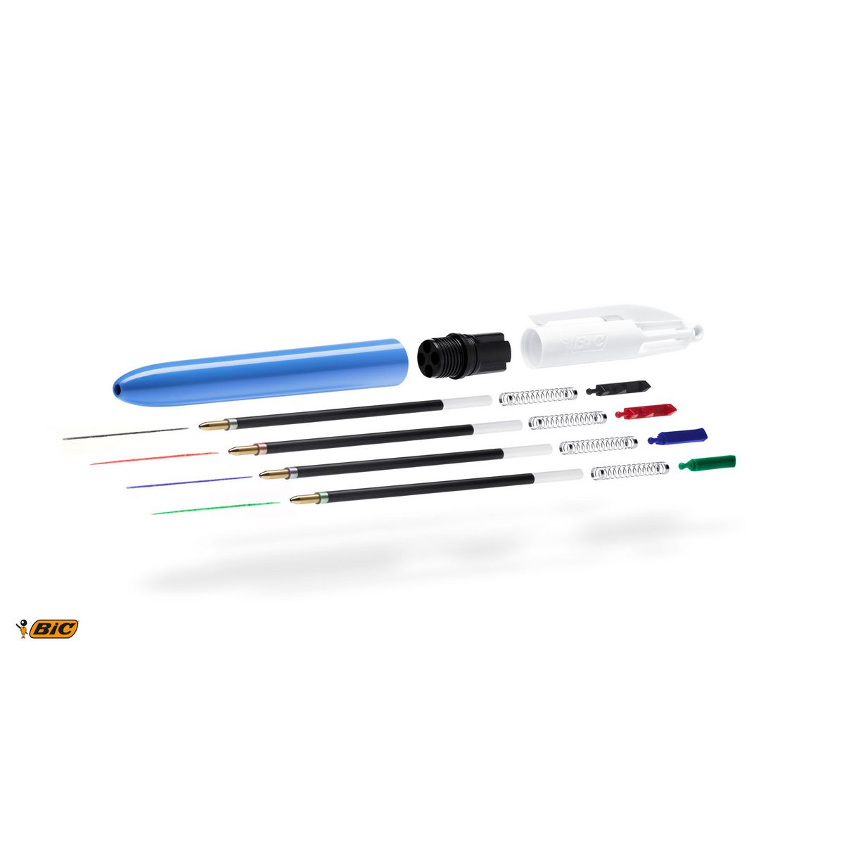 BIC Stylos-bille rétractables pointe moyenne bleu/noir/rouge/vert 4 COULEURS ANNIVERSAIRE (lot de 3)