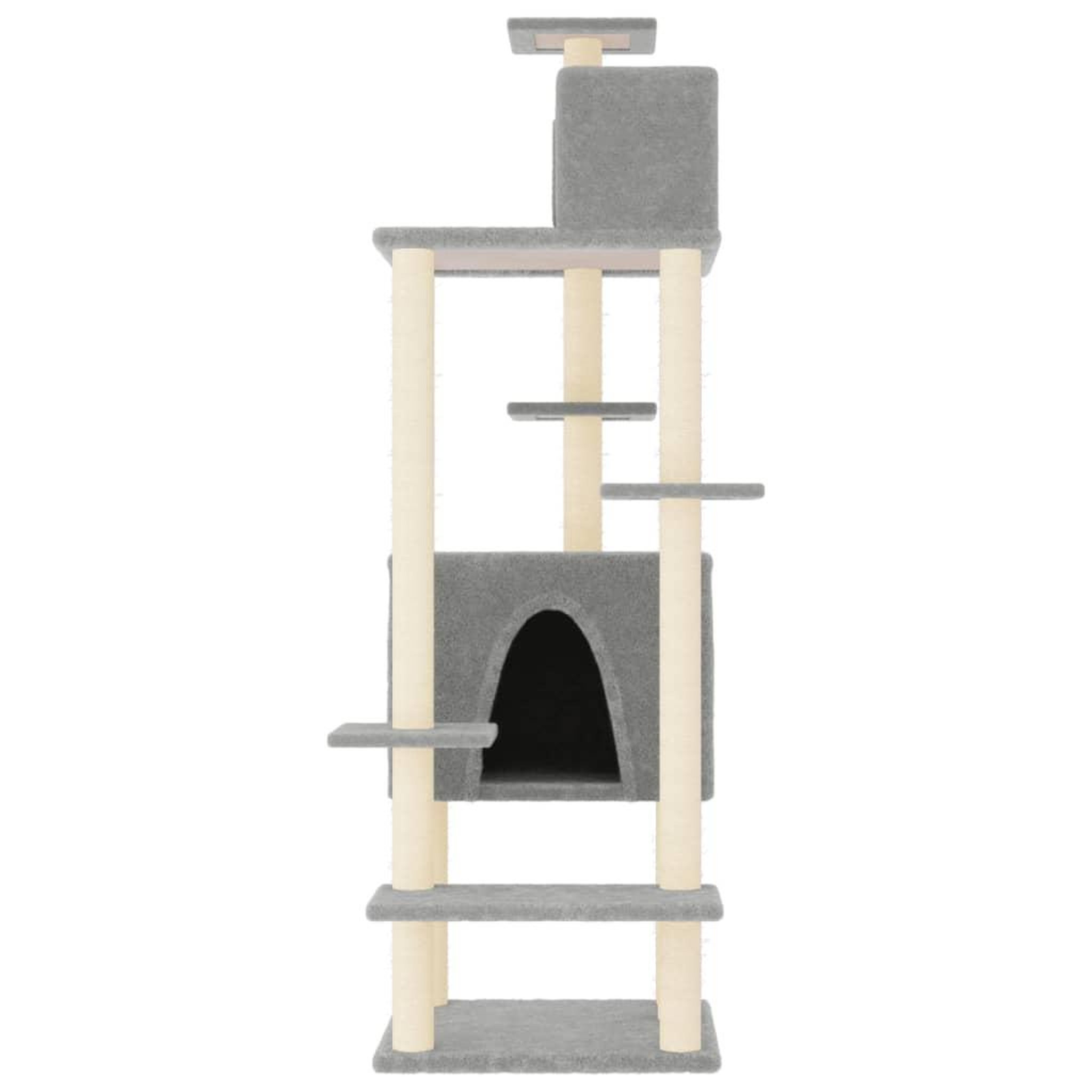 Voir la diapositive 3 : VIDAXL Arbre a chat avec griffoirs en sisal Gris clair 154 cm
