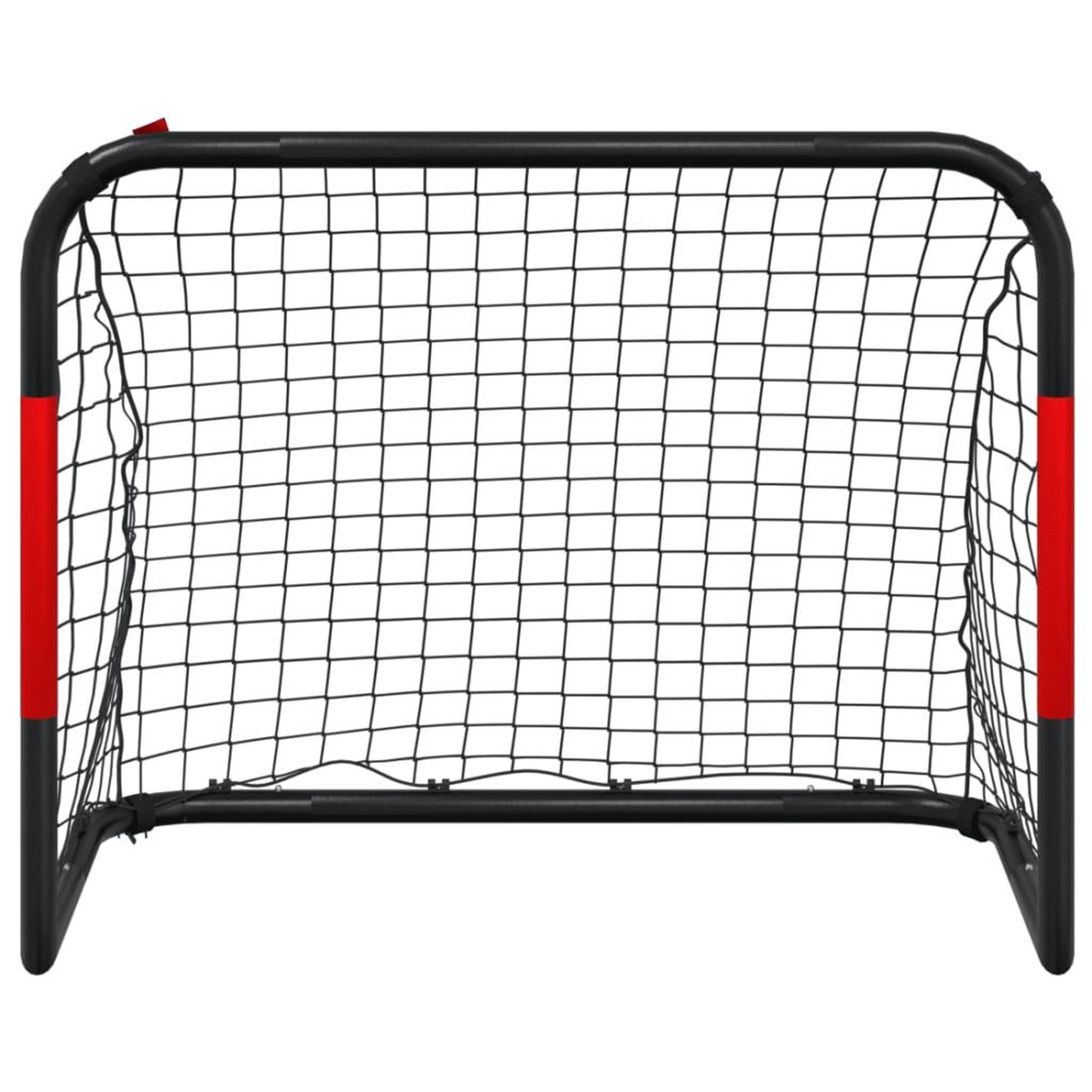 Voir la diapositive 4 : VIDAXL But de football avec filet rouge et noir 90x48x71 cm acier