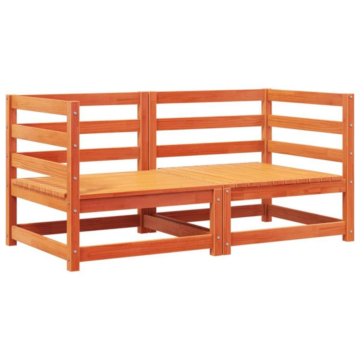 VIDAXL Canapes d'angle de jardin coussins 2 pcs cire marron pin massif