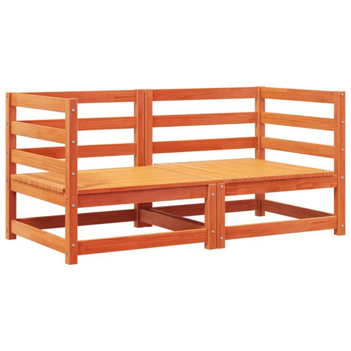 VIDAXL Canapes d'angle de jardin coussins 2 pcs cire marron pin massif