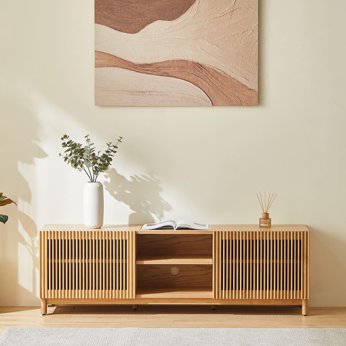 HOMIFAB Meuble TV 2 portes en bois 160 cm - Umea