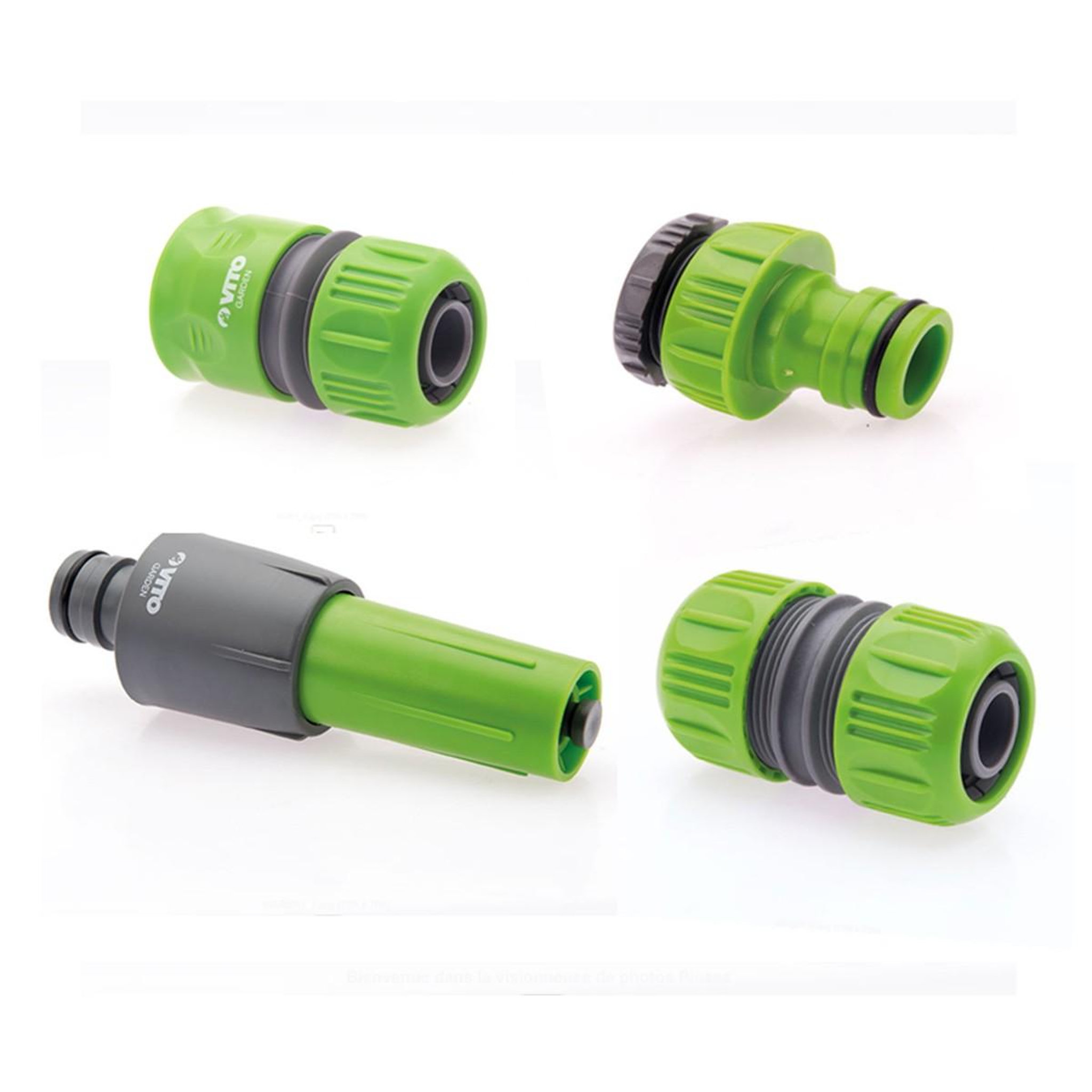 VITO Garden Kit arrosage 4 pieces diam 25-1   lance multi jet + nez de robinet + raccord rapide + embout raccord vito