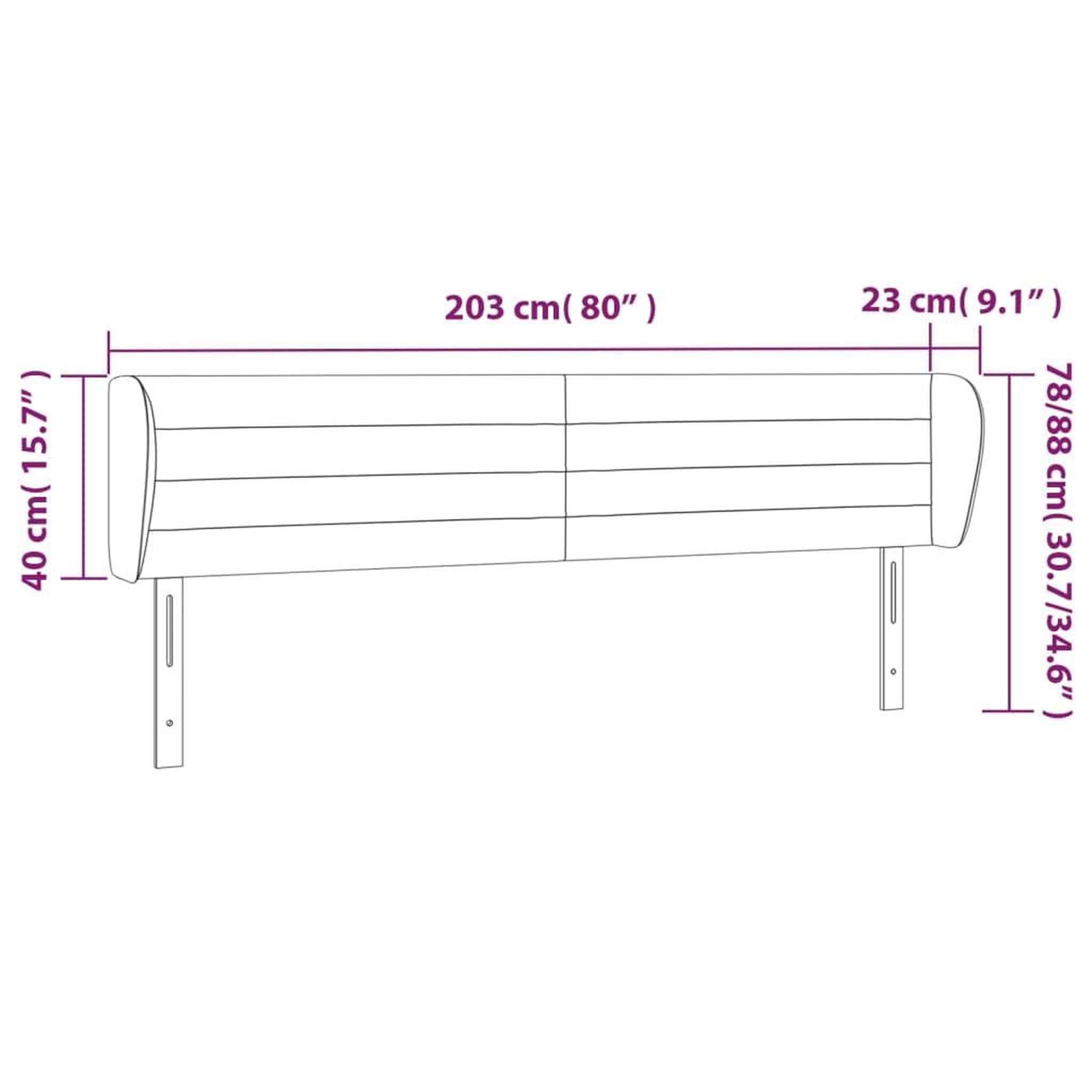 Voir la diapositive 6 : VIDAXL Tete de lit avec oreilles Gris fonce 203x23x78/88 cm Velours
