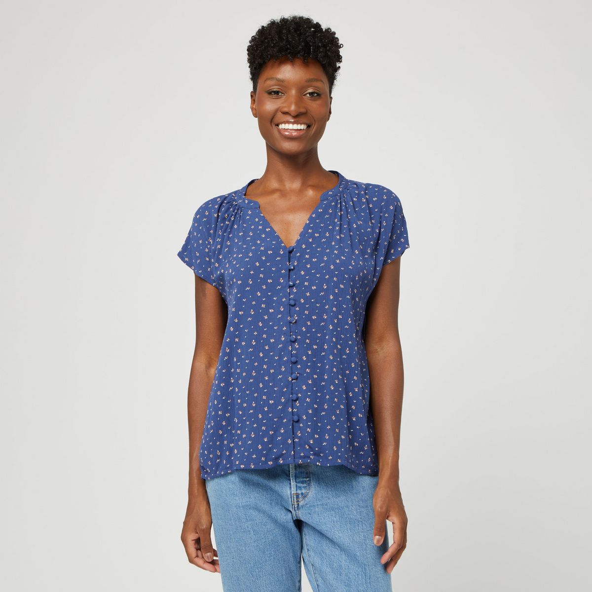 INEXTENSO Chemisier marine fantaisie femme