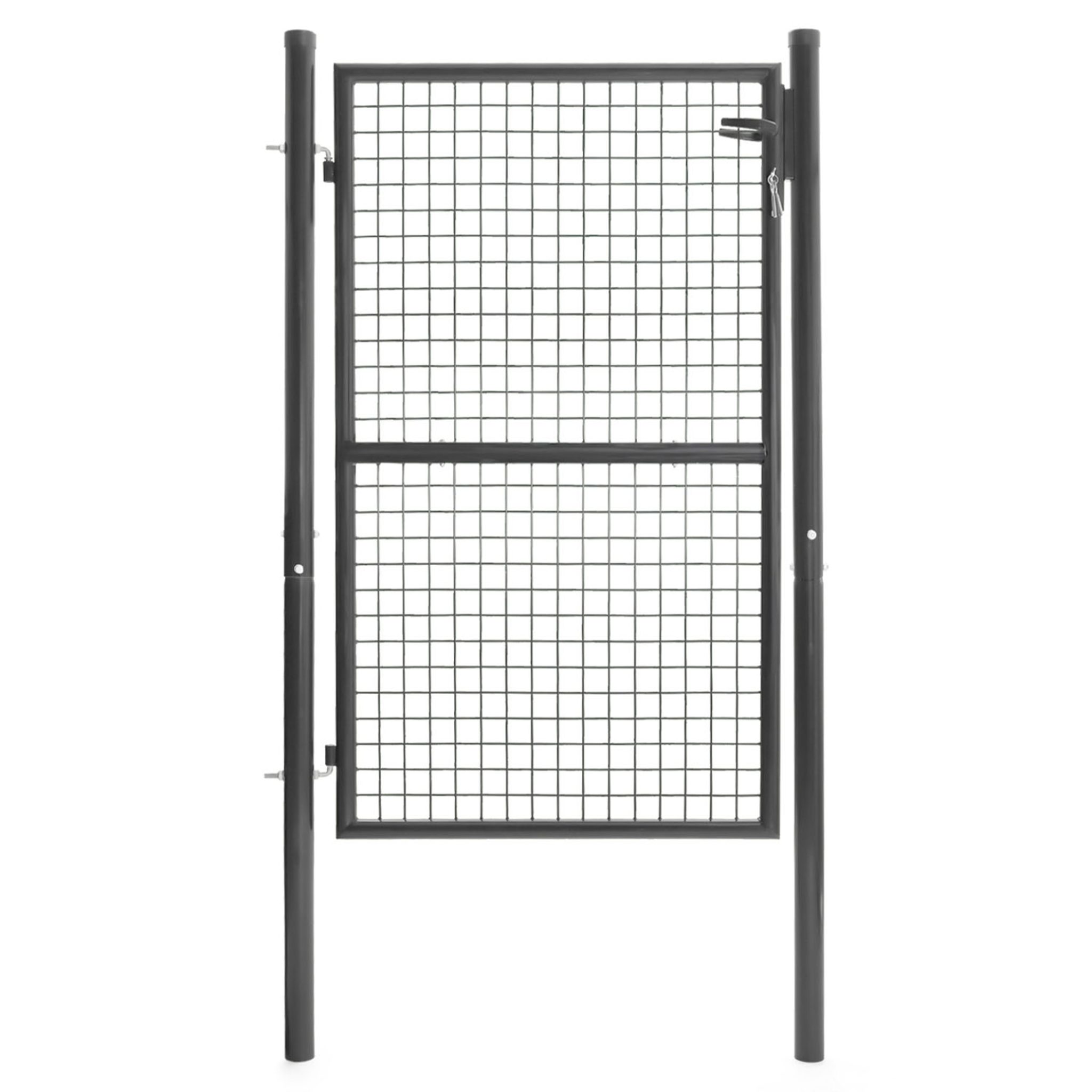 ID MARKET Portillon de jardin 105 x 150 cm en acier gris anthracite avec serrure et poignée