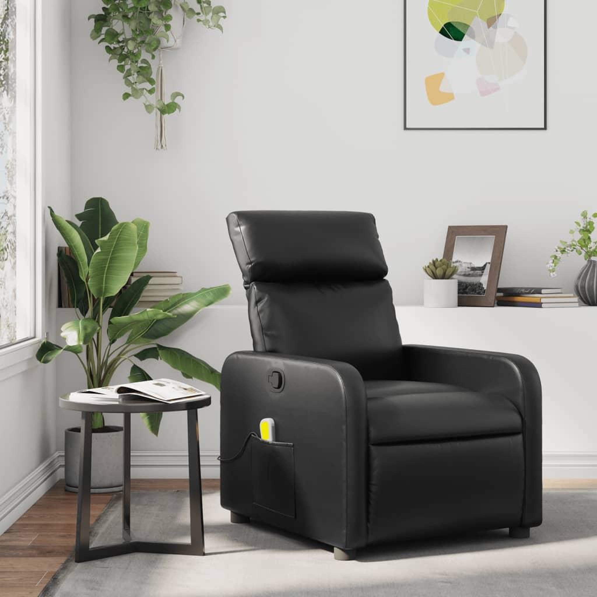 VIDAXL Fauteuil de massage inclinable Noir Similicuir