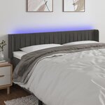 VIDAXL Tete de lit a LED Gris fonce 203x16x78/88 cm Velours