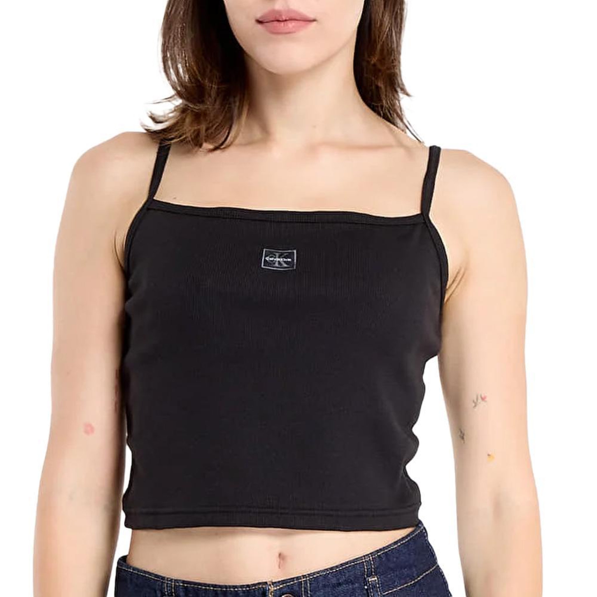 CALVIN KLEIN JEANS Débardeur Noir Femme Calvin Klein Jeans A- Woven. Coloris disponibles : Noir