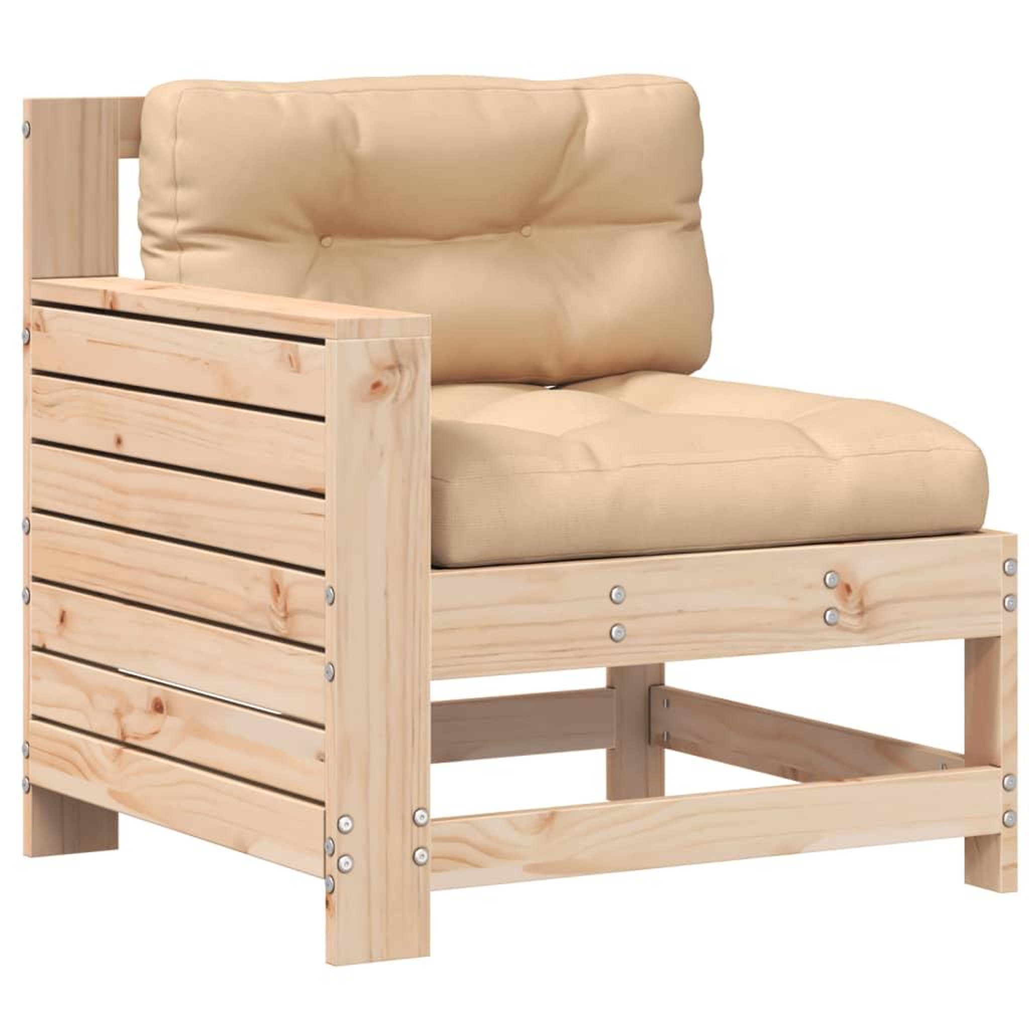 Voir la diapositive 2 : VIDAXL Canape de jardin accoudoir avec coussin bois massif de pin