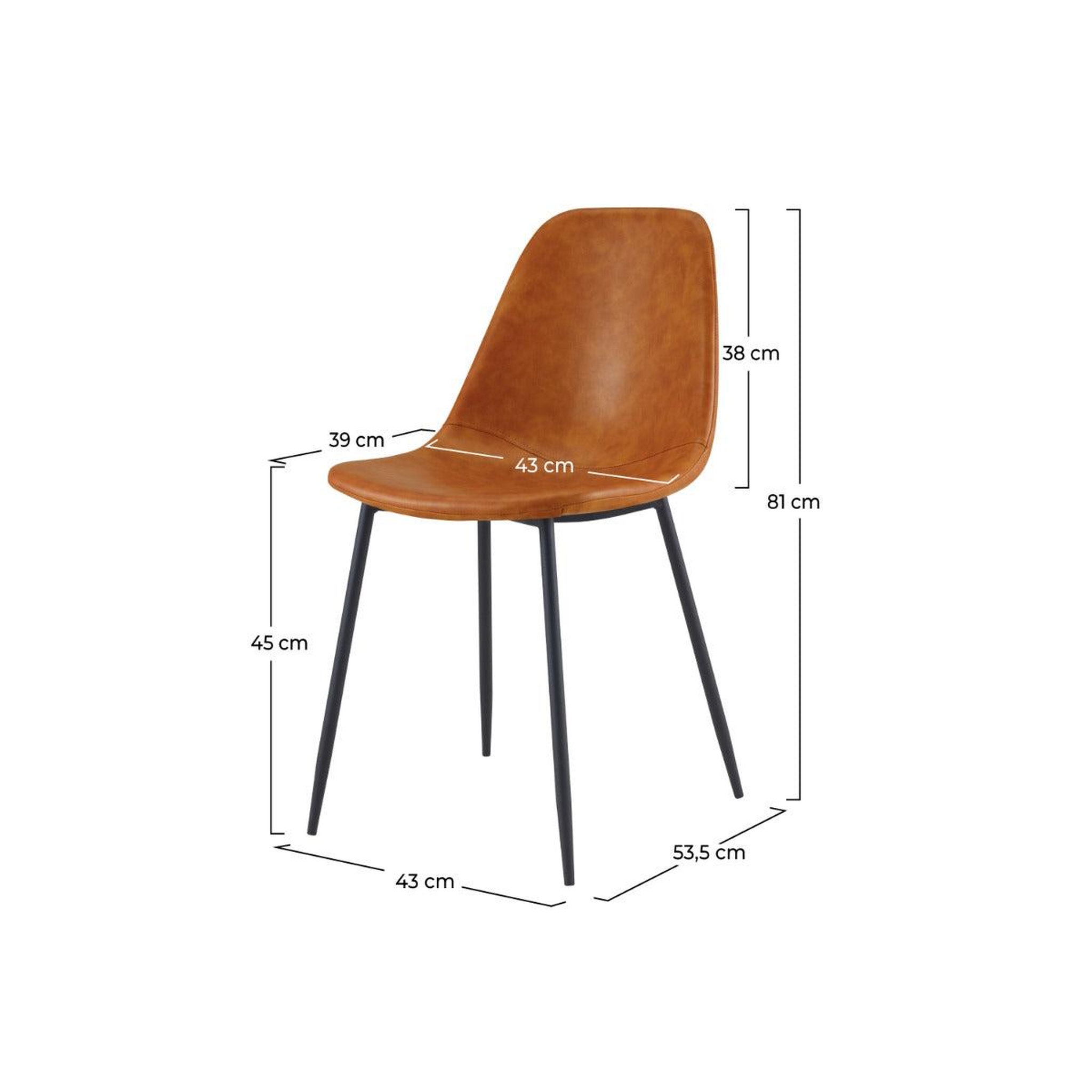 Voir la diapositive 4 : MAISON PAVANE Lot de 2 chaises en cuir synthétique camel-henrik