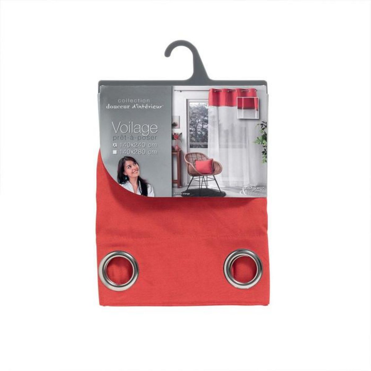 Paris Prix Rideau Voilage à Œillets  Kelonia  140x240cm Orange