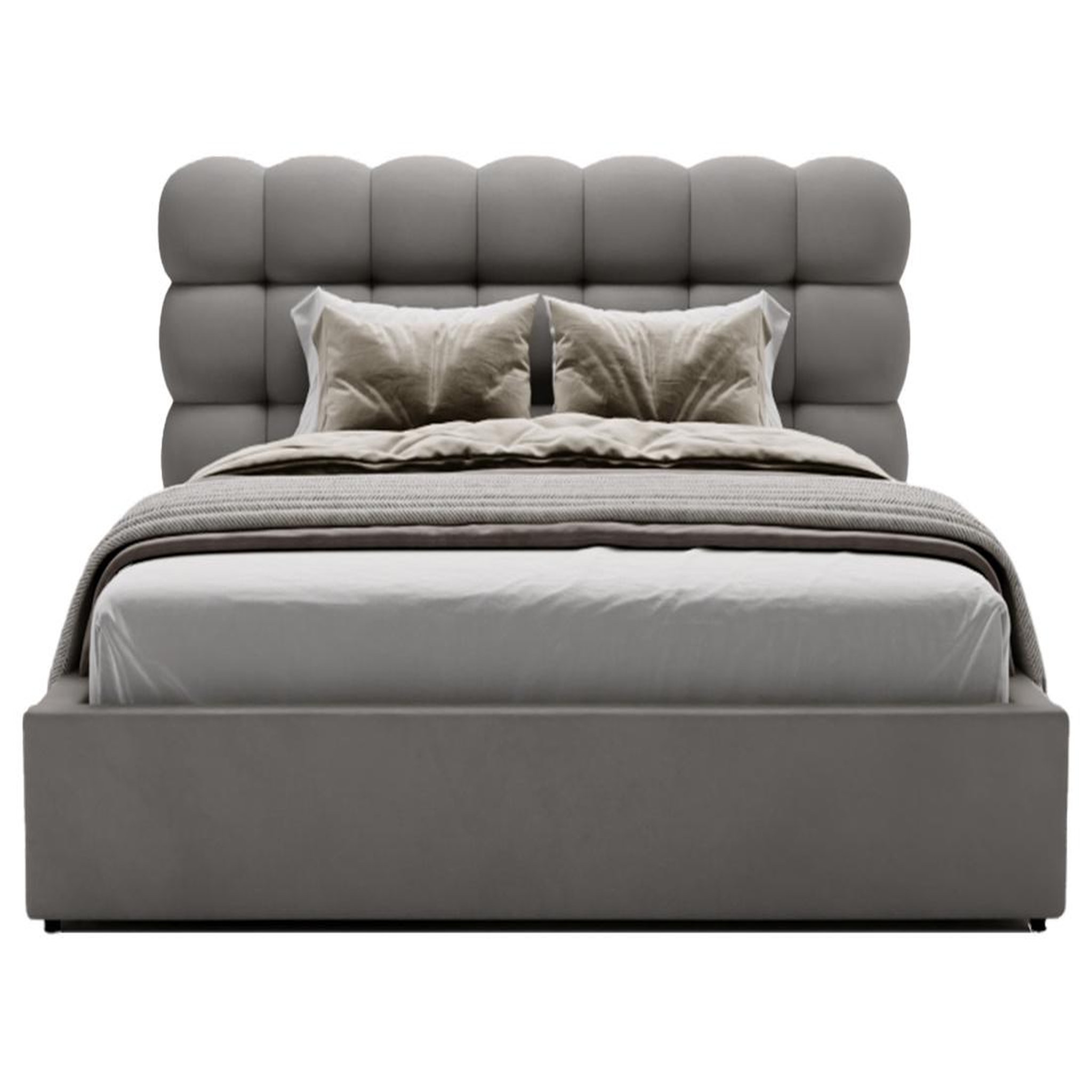 BEST MOBILIER Lotus - lit coffre queen size - 160x200 cm - sommier inclus - en velours. Coloris disponibles : Beige, Gris