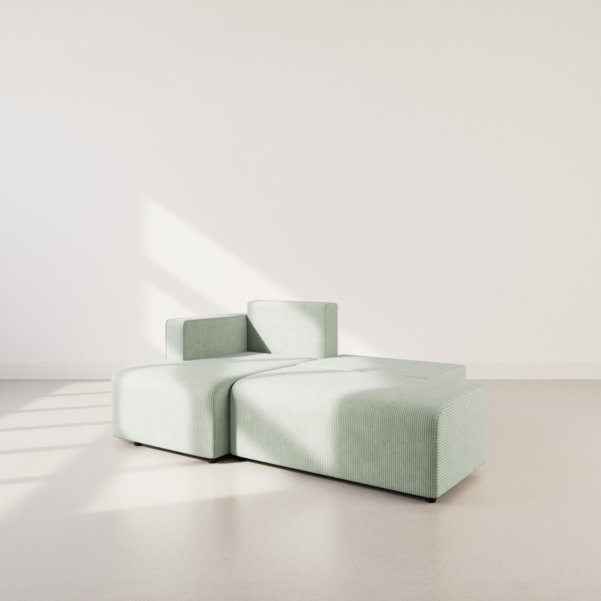 Voir la diapositive 2 : BEST MOBILIER Topaze - canapé d'angle gauche 4 places convertible avec coffre en velours côtelé