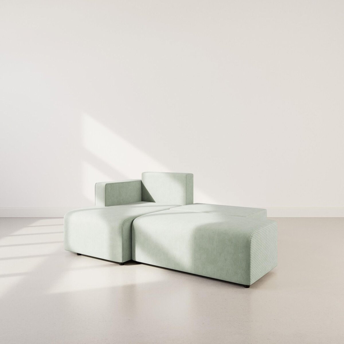 BEST MOBILIER Topaze - canapé d'angle gauche 4 places convertible avec coffre en velours côtelé