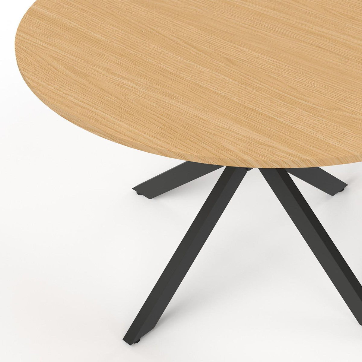 ID MARKET Table de jardin ronde MESSINA 120 cm 6 personnes pied araignée plateau métal effet bois
