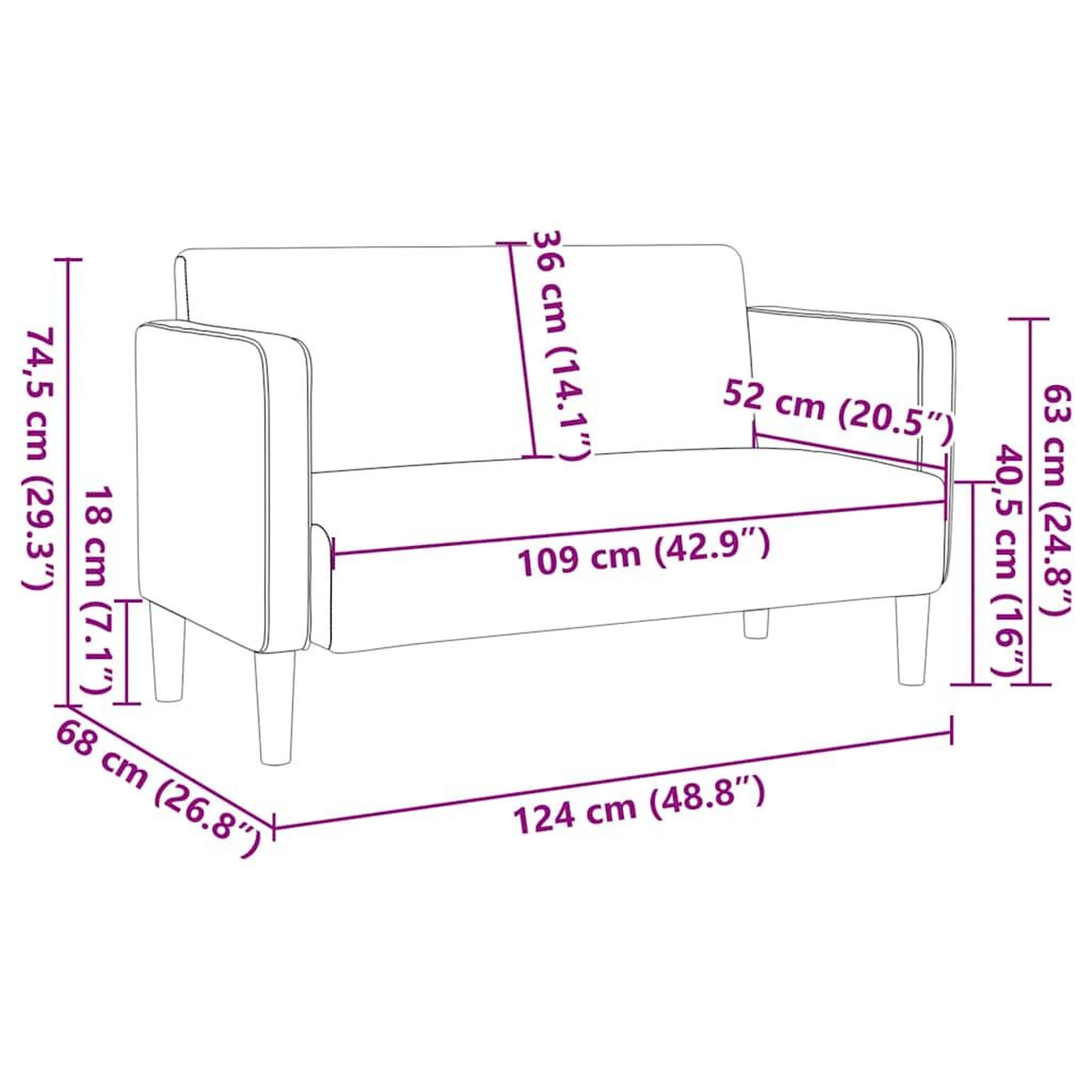 Voir la diapositive 6 : VIDAXL Canape causeuse creme 109 cm tissu velours cotele