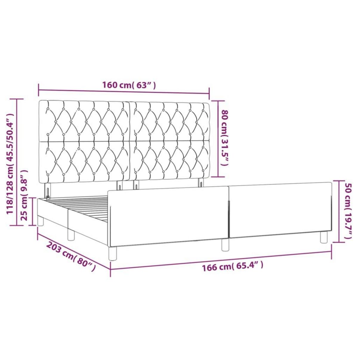 VIDAXL Cadre de lit sans matelas gris clair 160x200 cm tissu