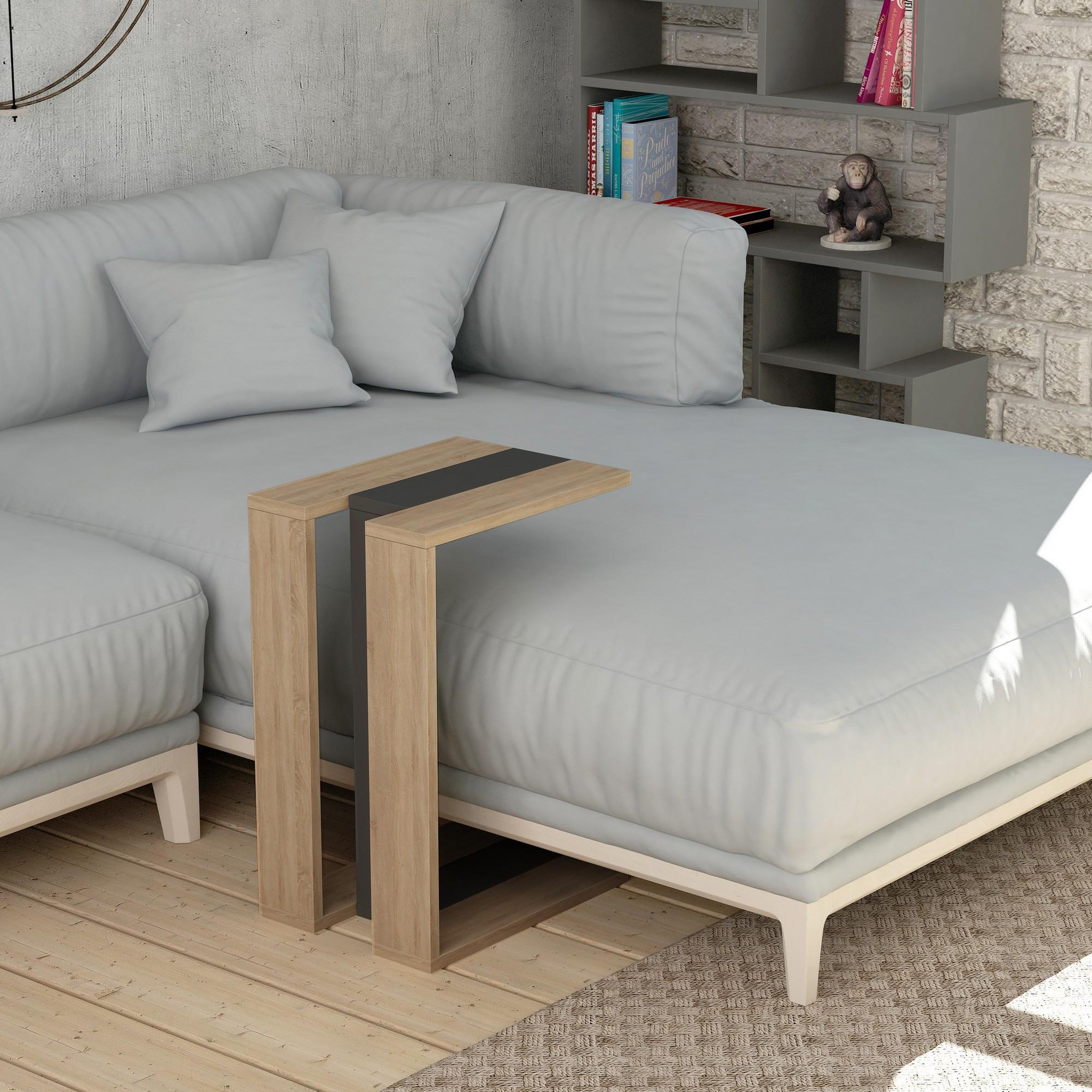 Voir la diapositive 2 : Habitat et Jardin Table d'appoint en bois  muju  - 30 x 40 x 57 cm - chêneanthracite