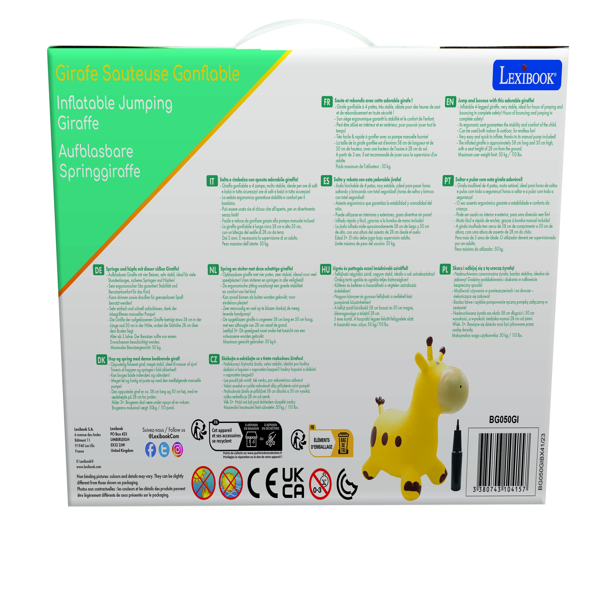 Voir la diapositive 4 : Lexibook Girafe sauteuse gonflable jaune