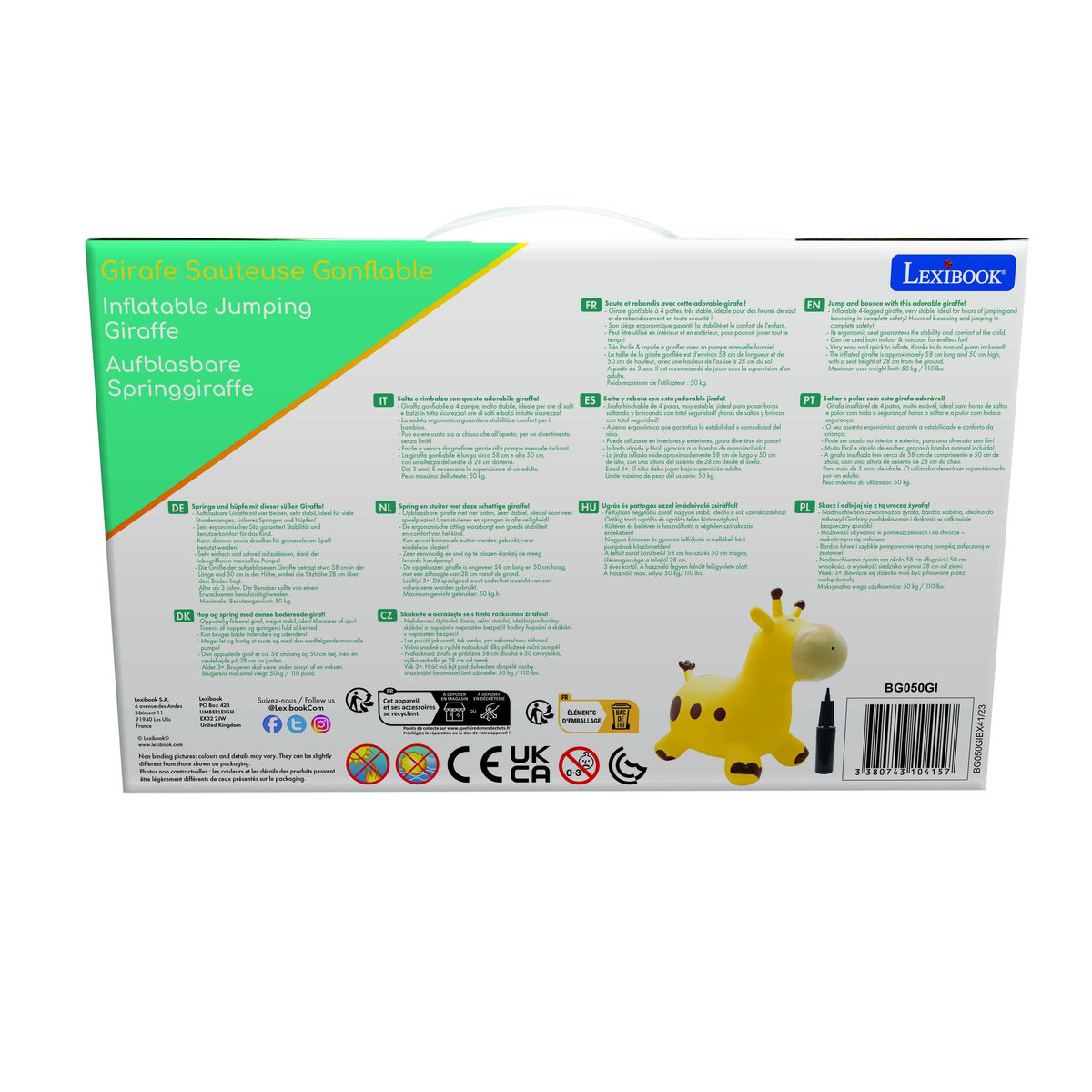 Lexibook Girafe sauteuse gonflable jaune